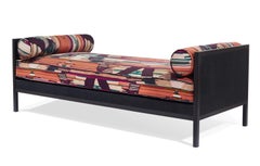 All Day Bed / Chaise Longue in of iron, exotic leather and velvet fabric