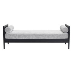 All Day Bed / Chaise Longue in of iron, exotic leather and velvet fabric