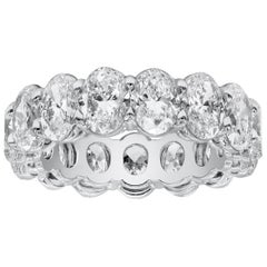 Roman Malakov GIA Certified 7.50 Carat Oval Cut Diamond Eternity Wedding Band