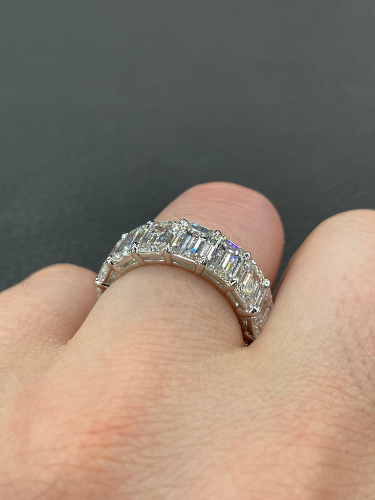 All GIA Certified Emerald Cut Diamond Eternity Ring 10.65 CT D-F IF-VS2 Platinum For Sale 5