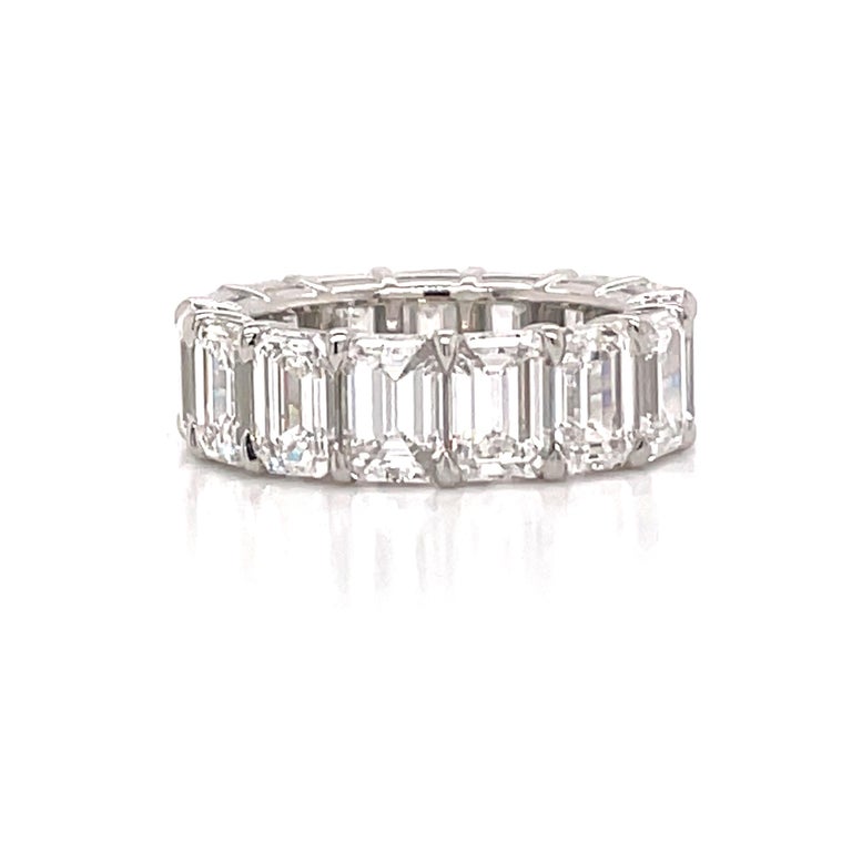 Contemporary All GIA Certified Emerald Cut Diamond Eternity Ring 10.65 CT D-F IF-VS2 Platinum For Sale