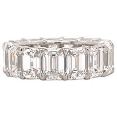 Todos Anillo de eternidad de diamantes talla esmeralda certificado por el GIA 10,68 CT D-F FL-VS2 Platino