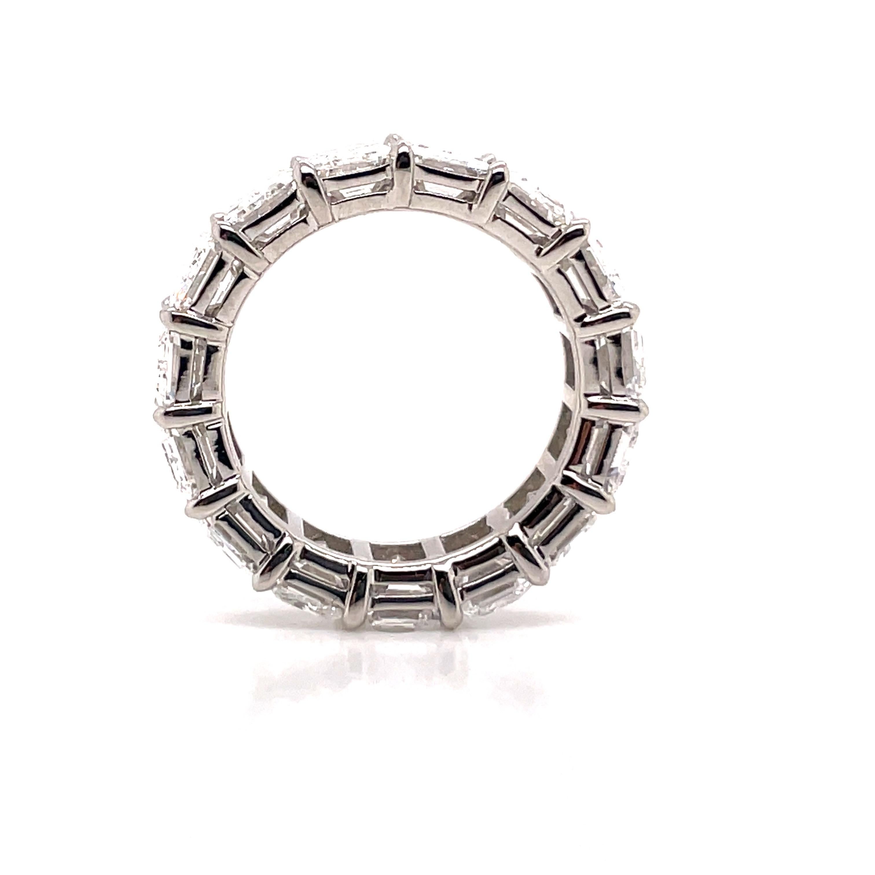 Eternity-Ring, GIA-zertifizierter Diamant im Smaragdschliff 10,82 CT D-F FL-VS2 Platin 5