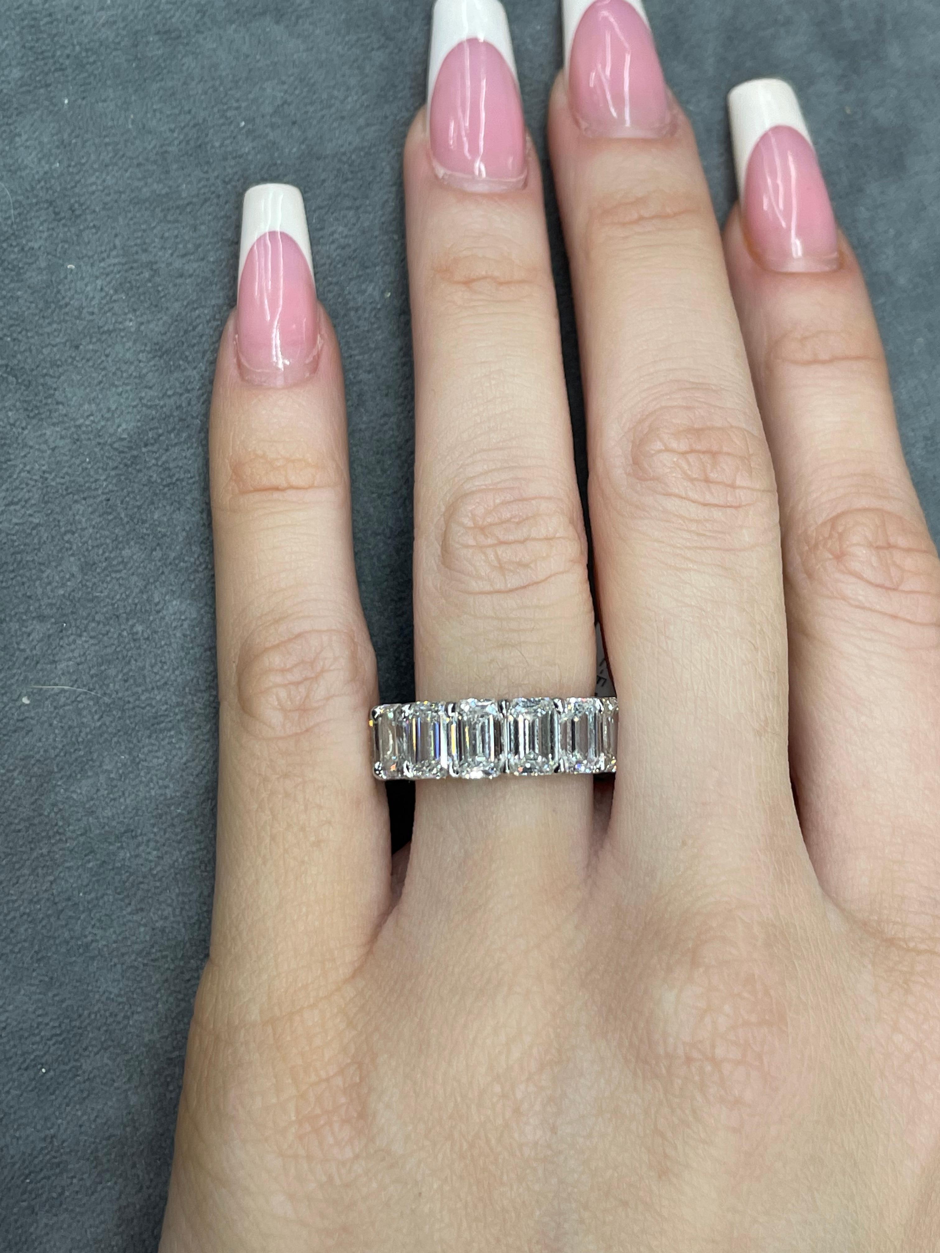 Eternity-Ring, GIA-zertifizierter Diamant im Smaragdschliff 10,82 CT D-F FL-VS2 Platin 9