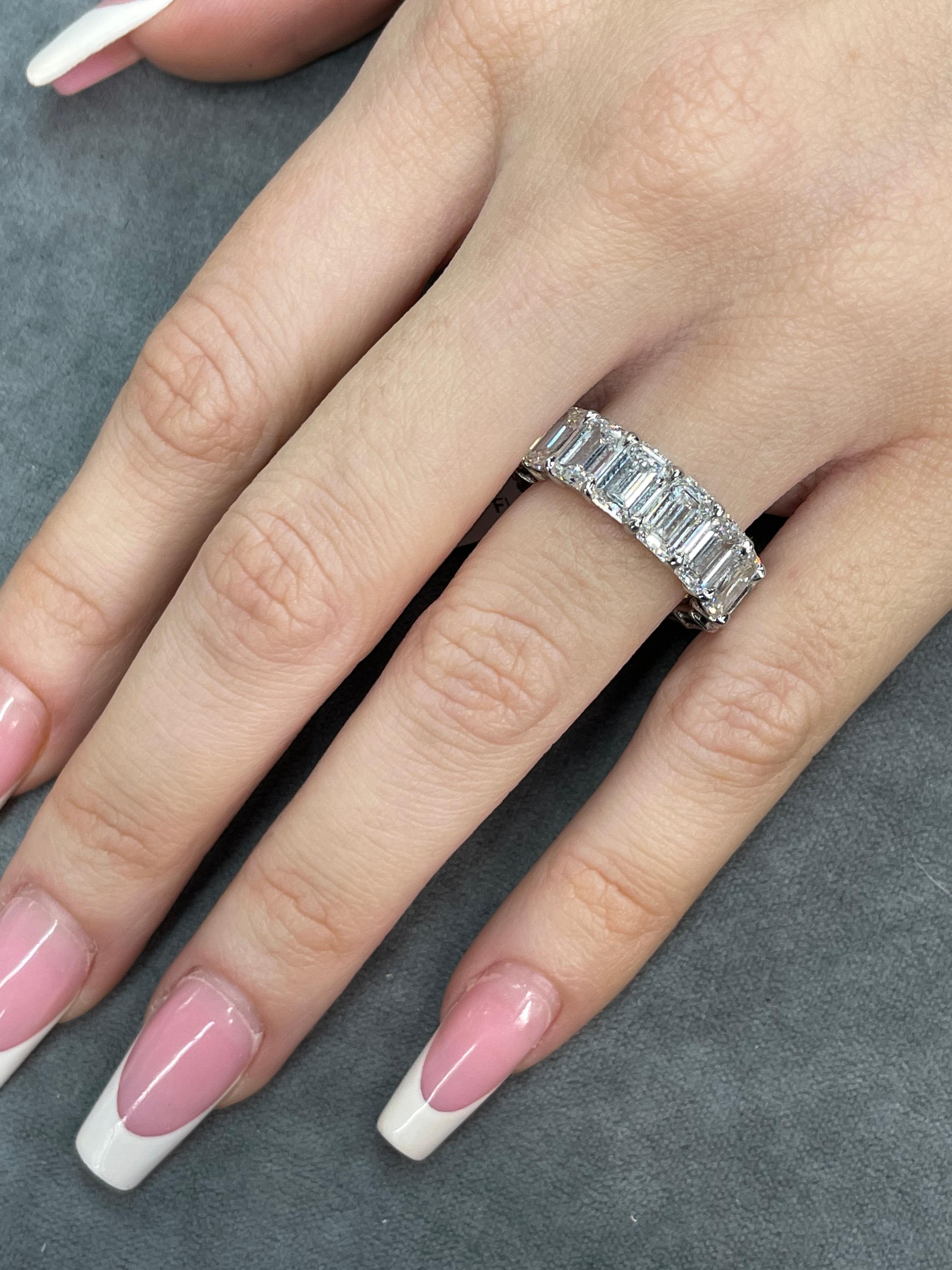 Eternity-Ring, GIA-zertifizierter Diamant im Smaragdschliff 10,82 CT D-F FL-VS2 Platin (Zeitgenössisch)