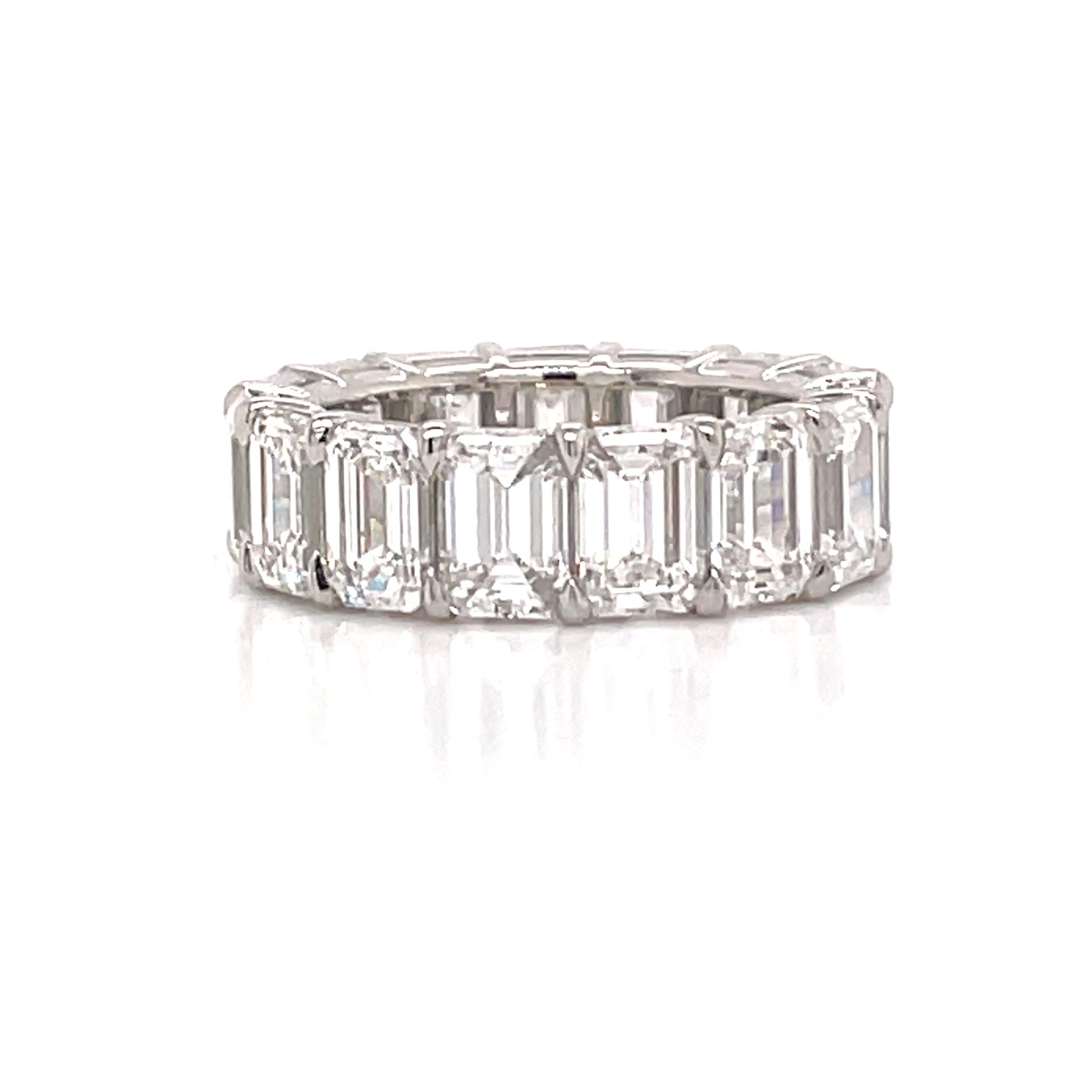 Contemporary All GIA Certified Emerald Cut Diamond Eternity Ring 10.82 Ct D-F FL-VS2 Platinum