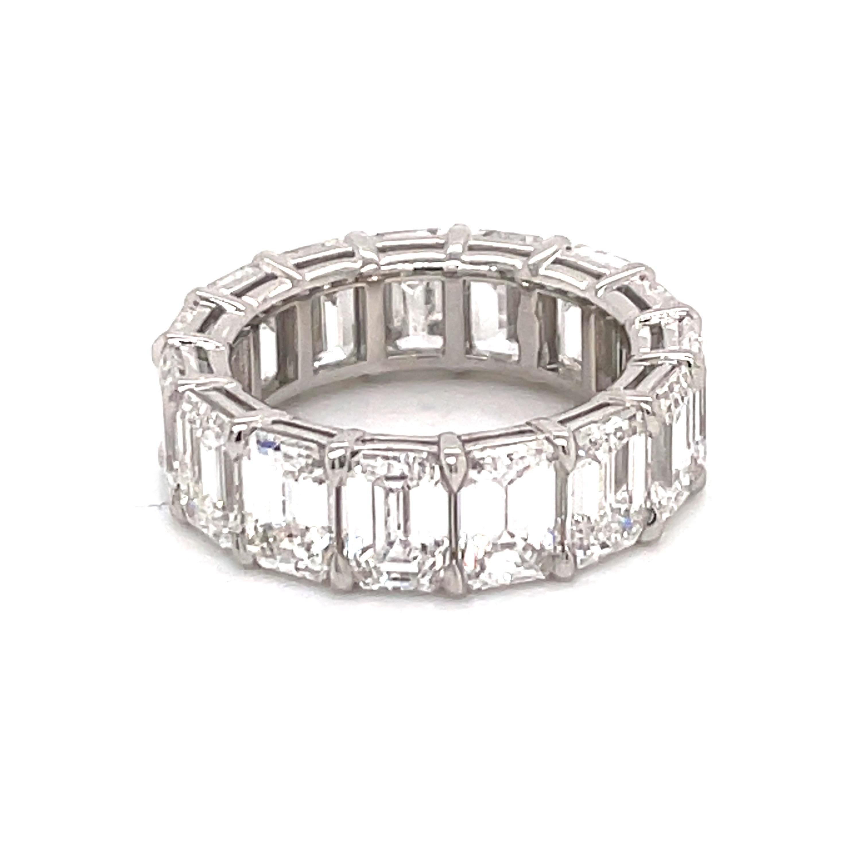 All GIA Certified Emerald Cut Diamond Eternity Ring 10.82 Ct D-F FL-VS2 Platinum In New Condition In New York, NY