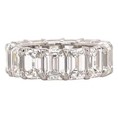 All GIA Certified Emerald Cut Diamond Eternity Ring 10.82 Ct D-F FL-VS2 Platinum
