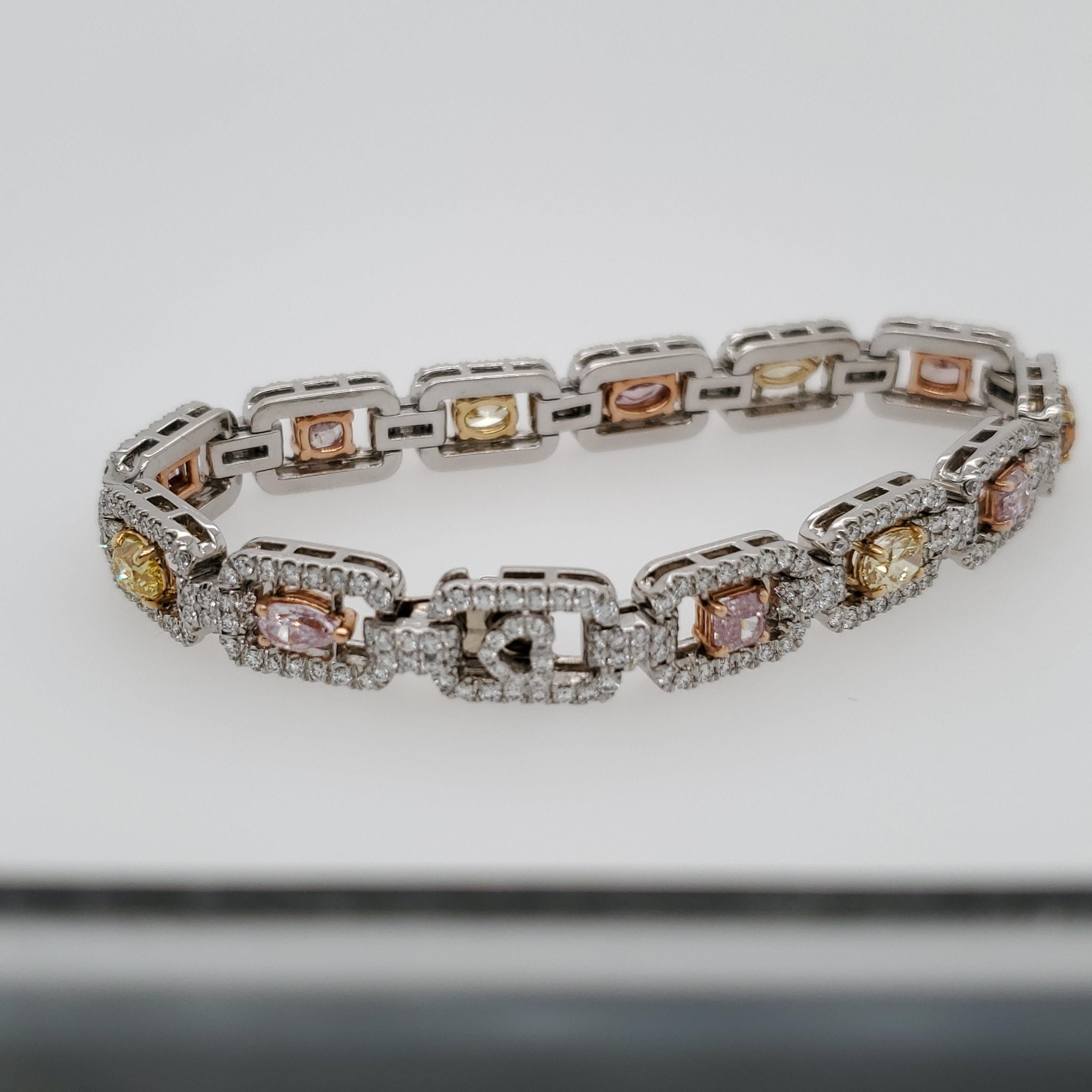 Women's All GIA certified Fancy Color Diamond bracelet with 11.48 Carat