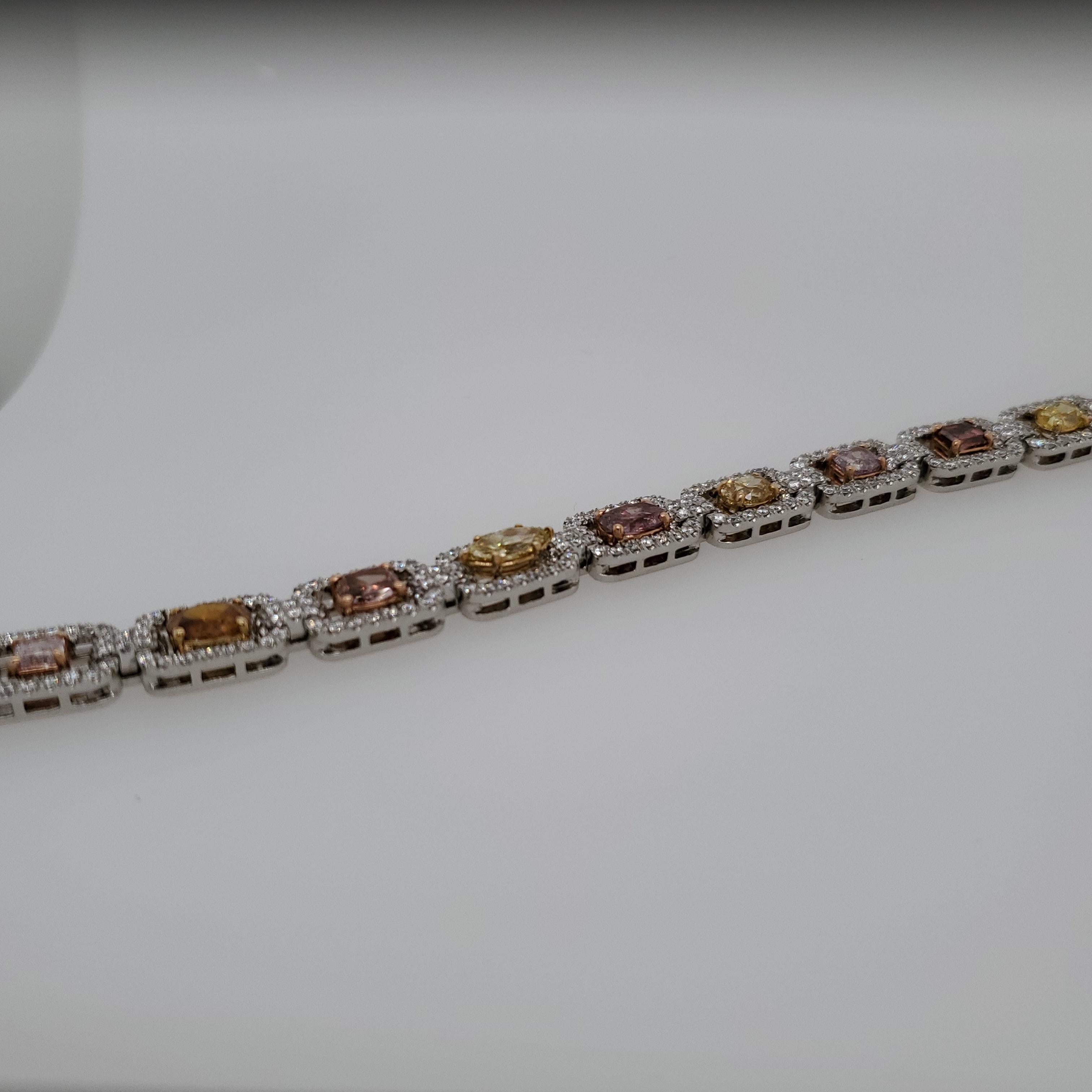 All GIA certified Fancy Color Diamond bracelet with 11.48 Carat 1