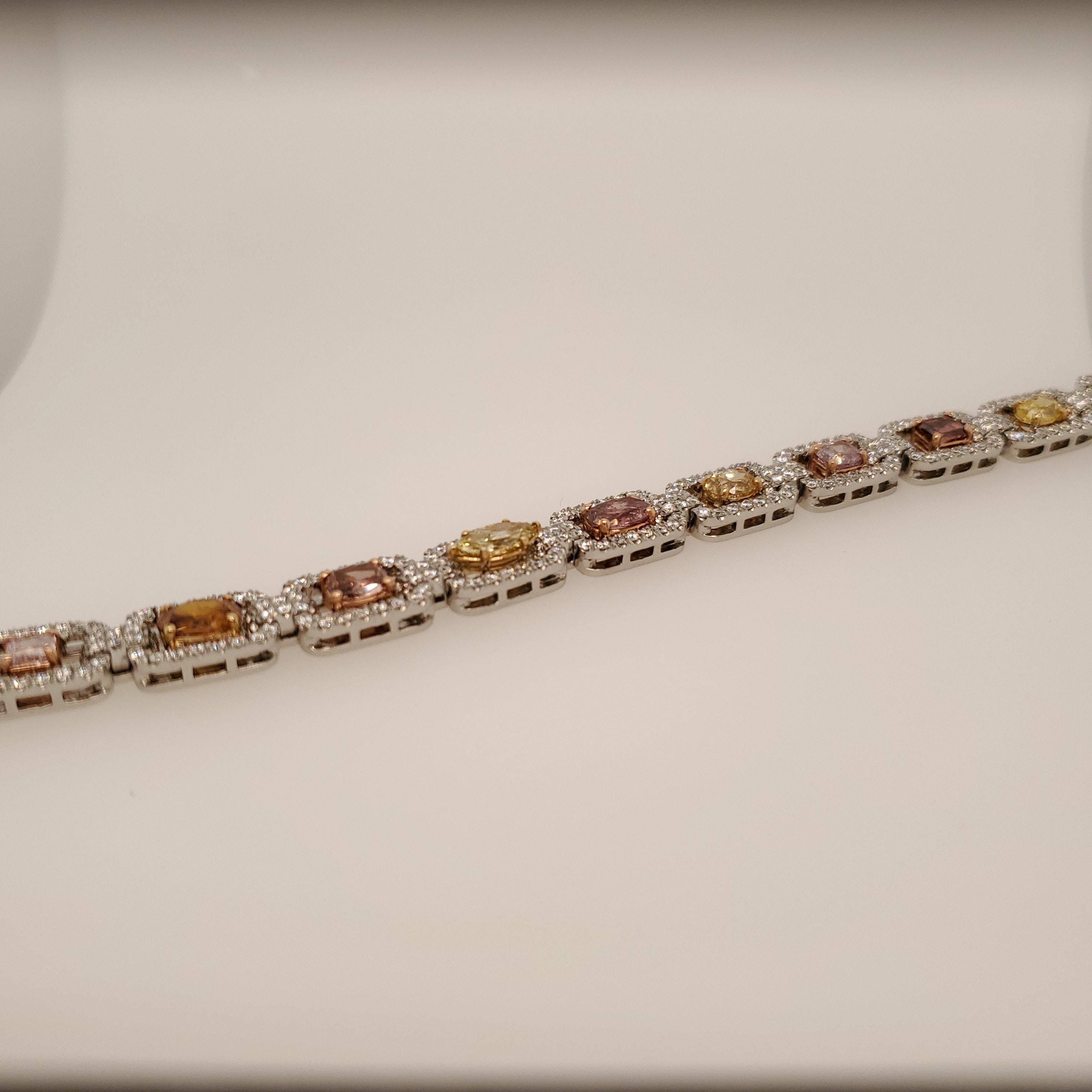 All GIA certified Fancy Color Diamond bracelet with 11.48 Carat 2