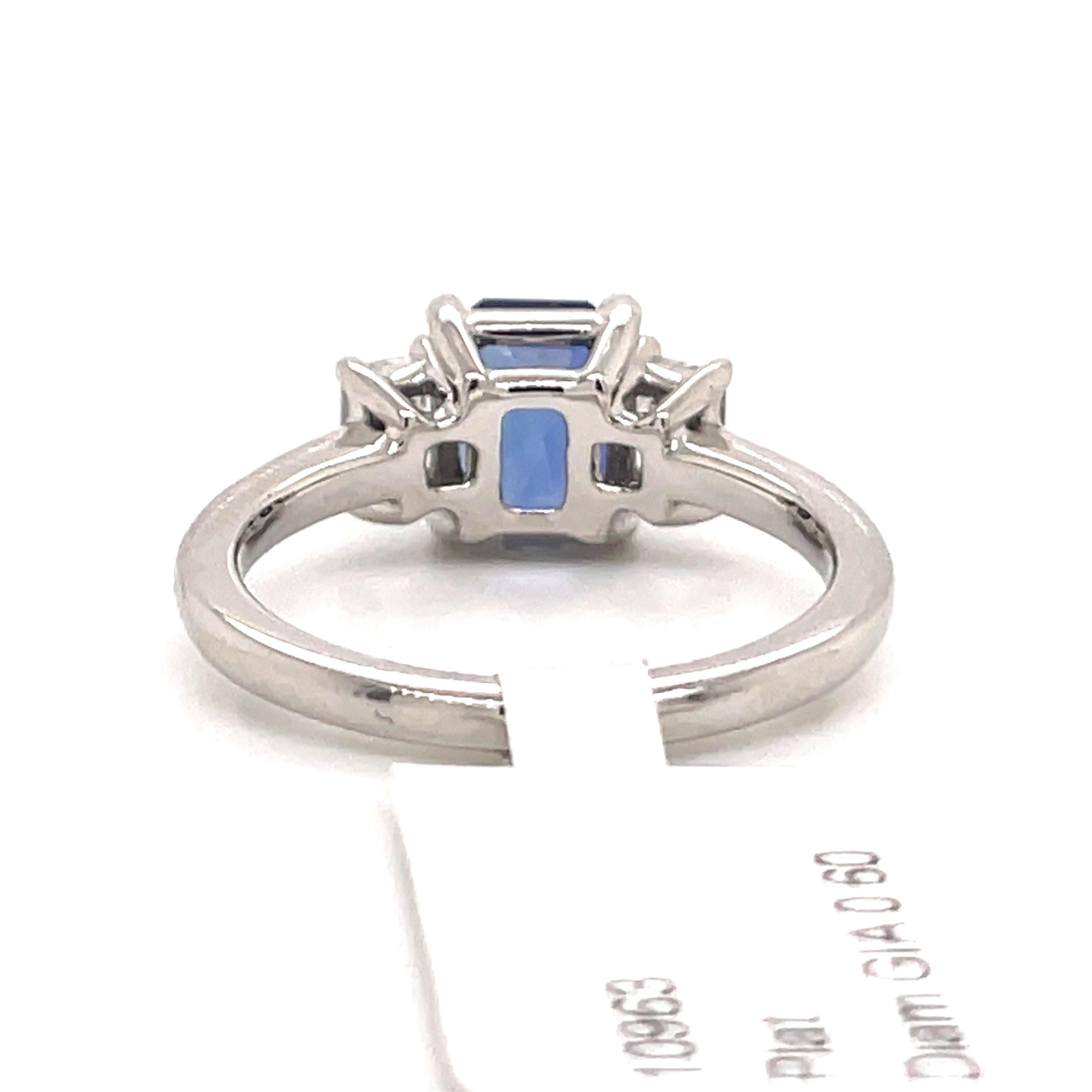All GIA Certified No Heat Sapphire Diamond Ring 2.45 Carat D-E VS1 Platinum 6