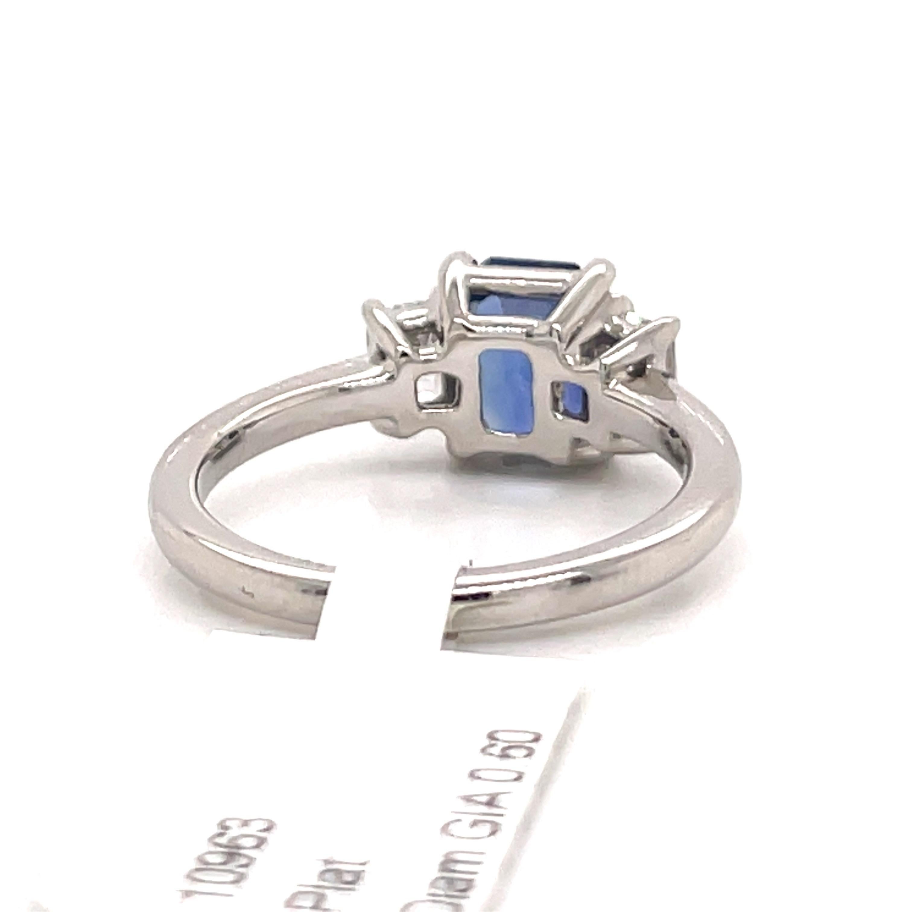 All GIA Certified No Heat Sapphire Diamond Ring 2.45 Carat D-E VS1 Platinum 1