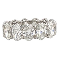 ALL GIA Certified Oval Cut Diamond Wedding Band 9.11 Carat D-F VVS-VS Platinum