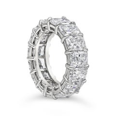 GIA Certified 11.39 Carats Total Radiant Cut Diamond Eternity Wedding Band Ring