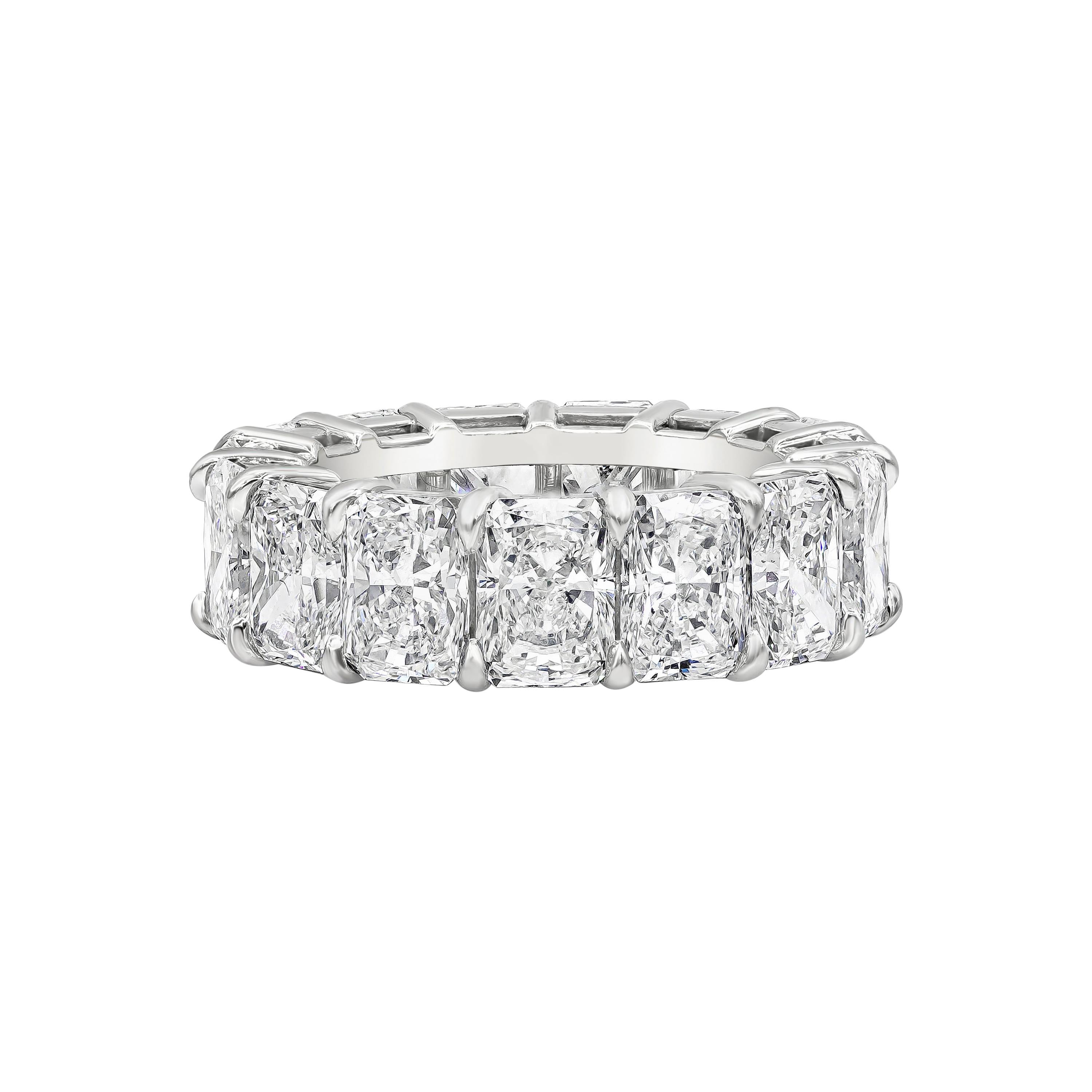 GIA Certified 11.39 Carats Total Radiant Cut Diamond Eternity Wedding Band Ring