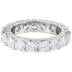 GIA Certified 3.91 Carat Total Round Diamond Eternity Wedding Band Ring
