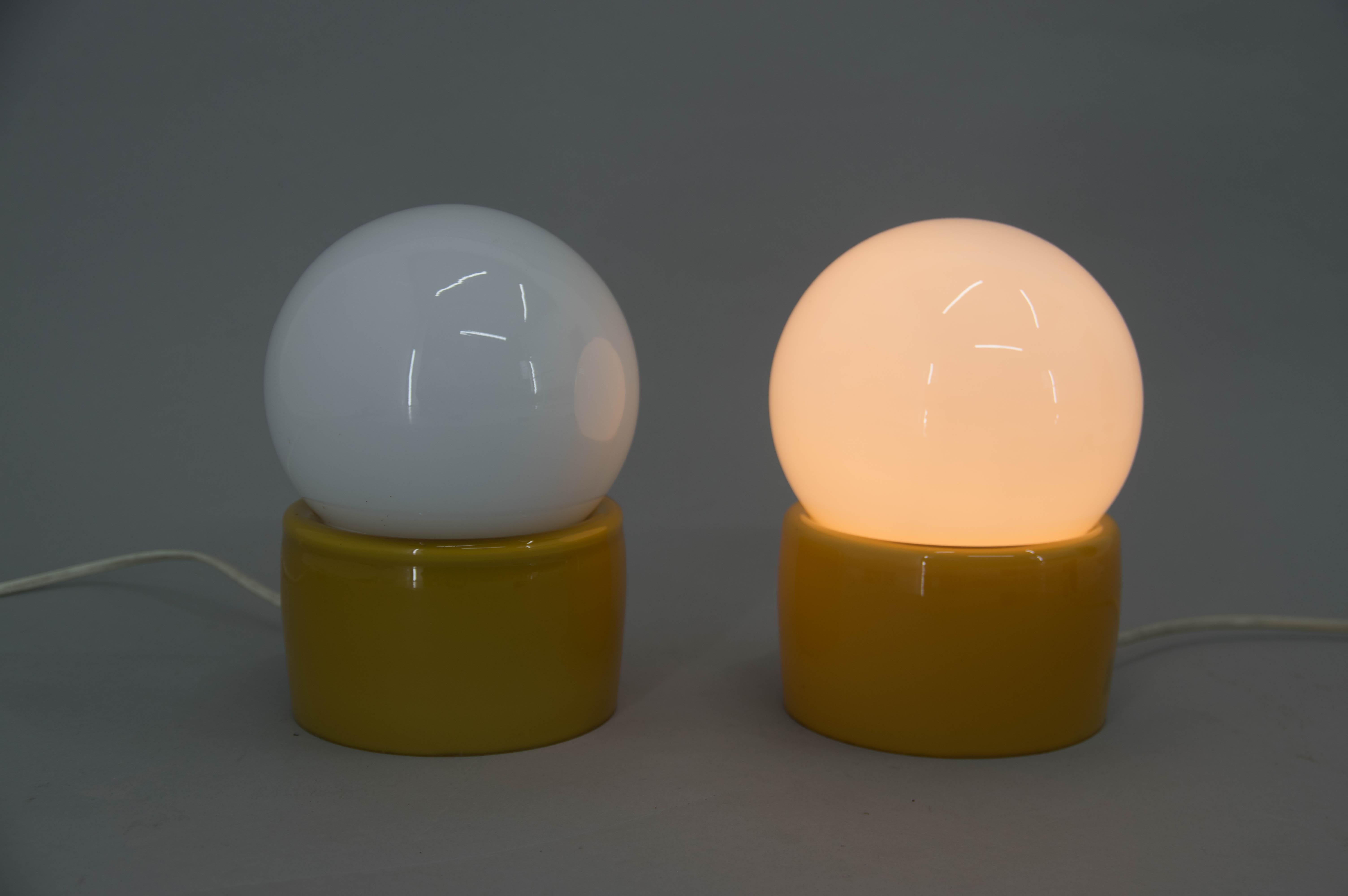Czech All Glass Design Table or Bedside Lamps, 1960s For Sale
