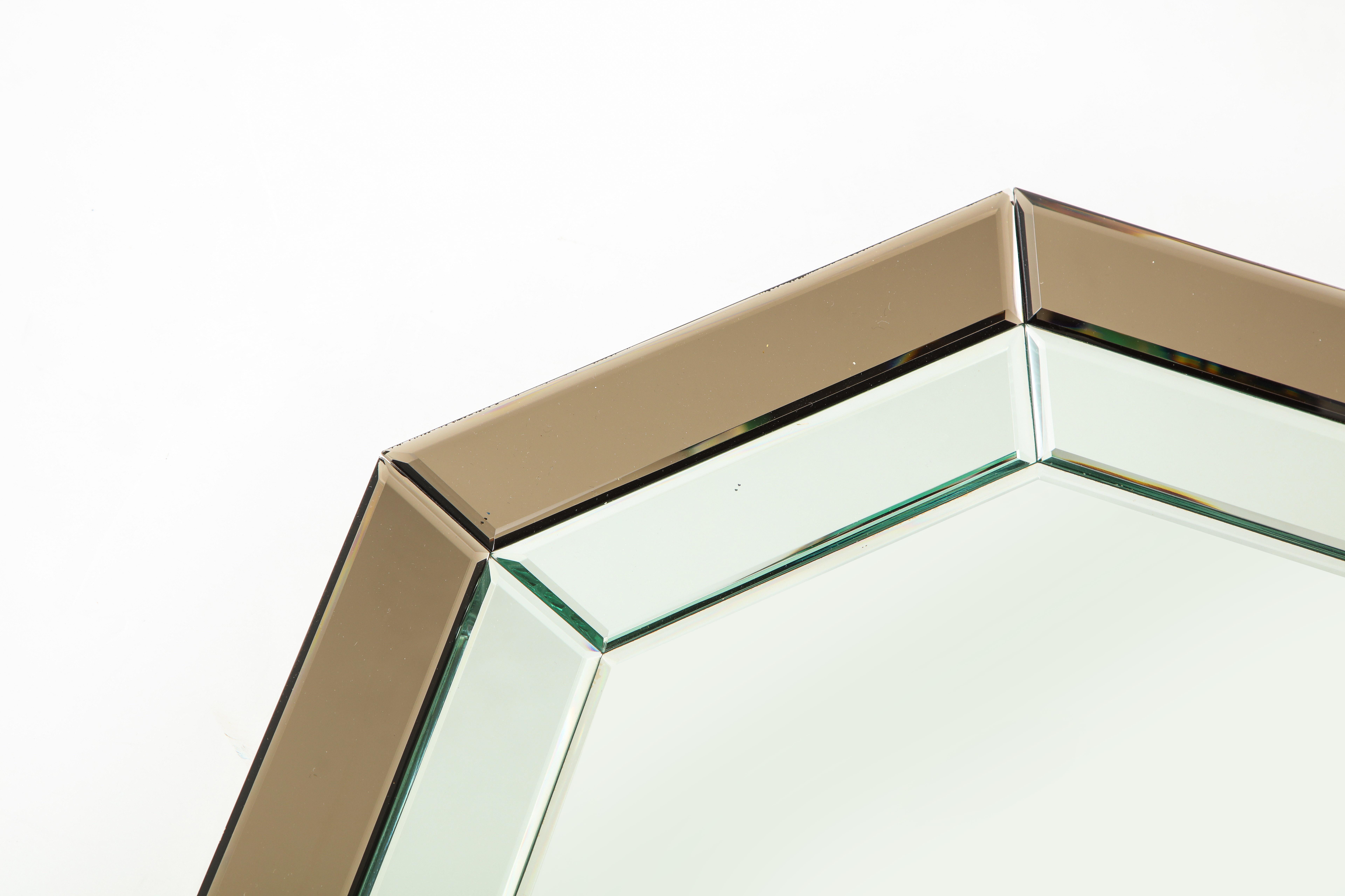 Mid-Century Modern All-Glass Italian Octagonal Mirror For Sale