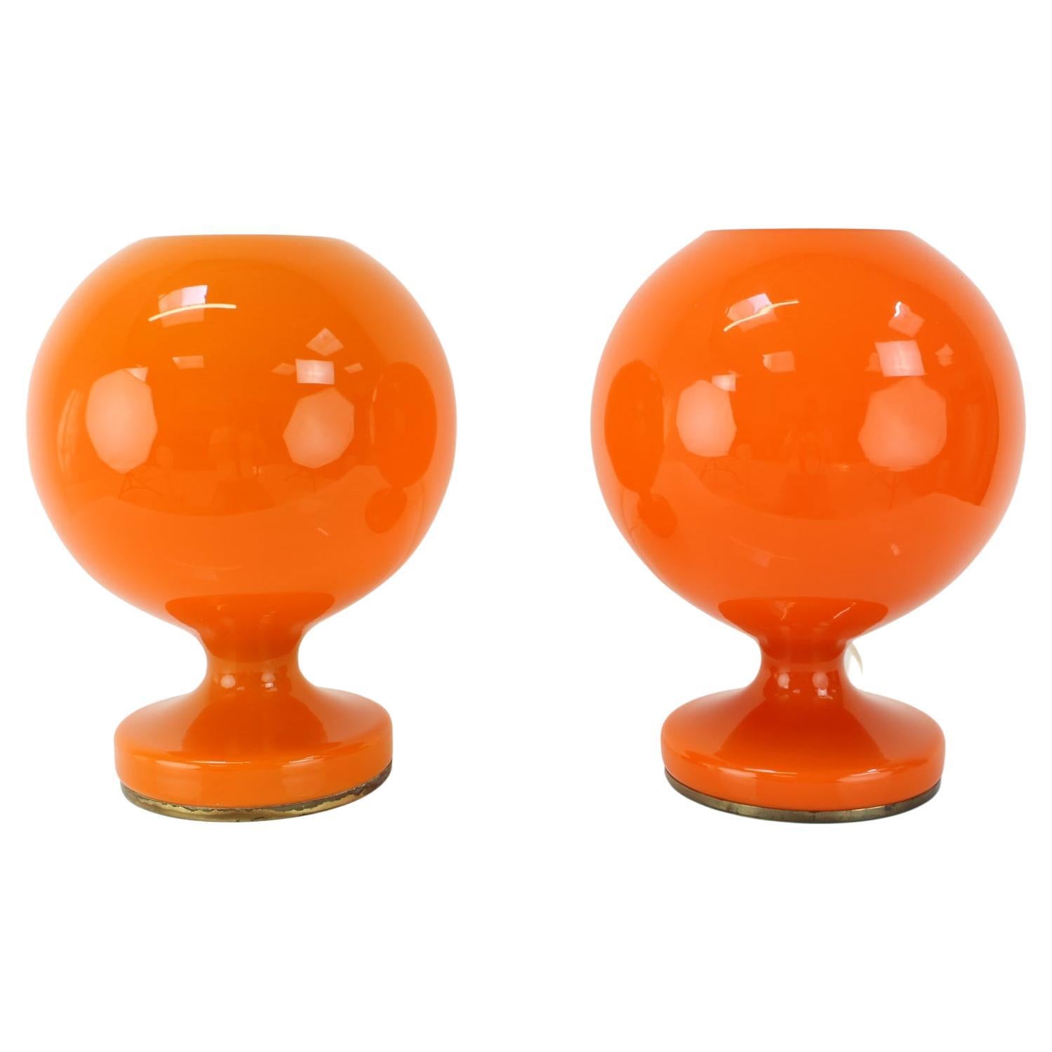 Orange Glas-Tischlampe von Valasske Mezirici, 1970er Jahre im Angebot