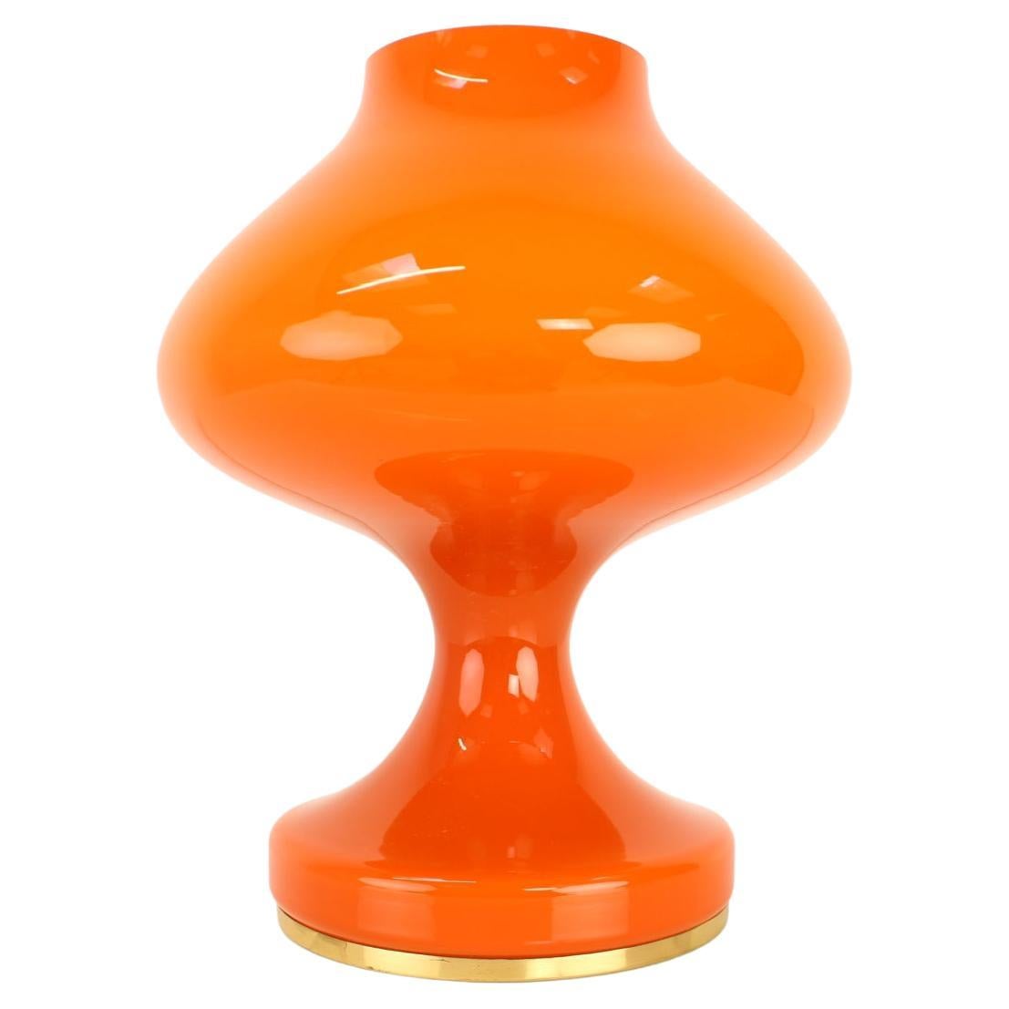 All Glass Orange Table Lamp by Valasske Mezirici, 1970s For Sale