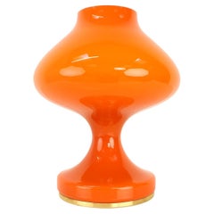 Tischlampe aus orangefarbenem Glas von Valasske Mezirici, 1970er Jahre