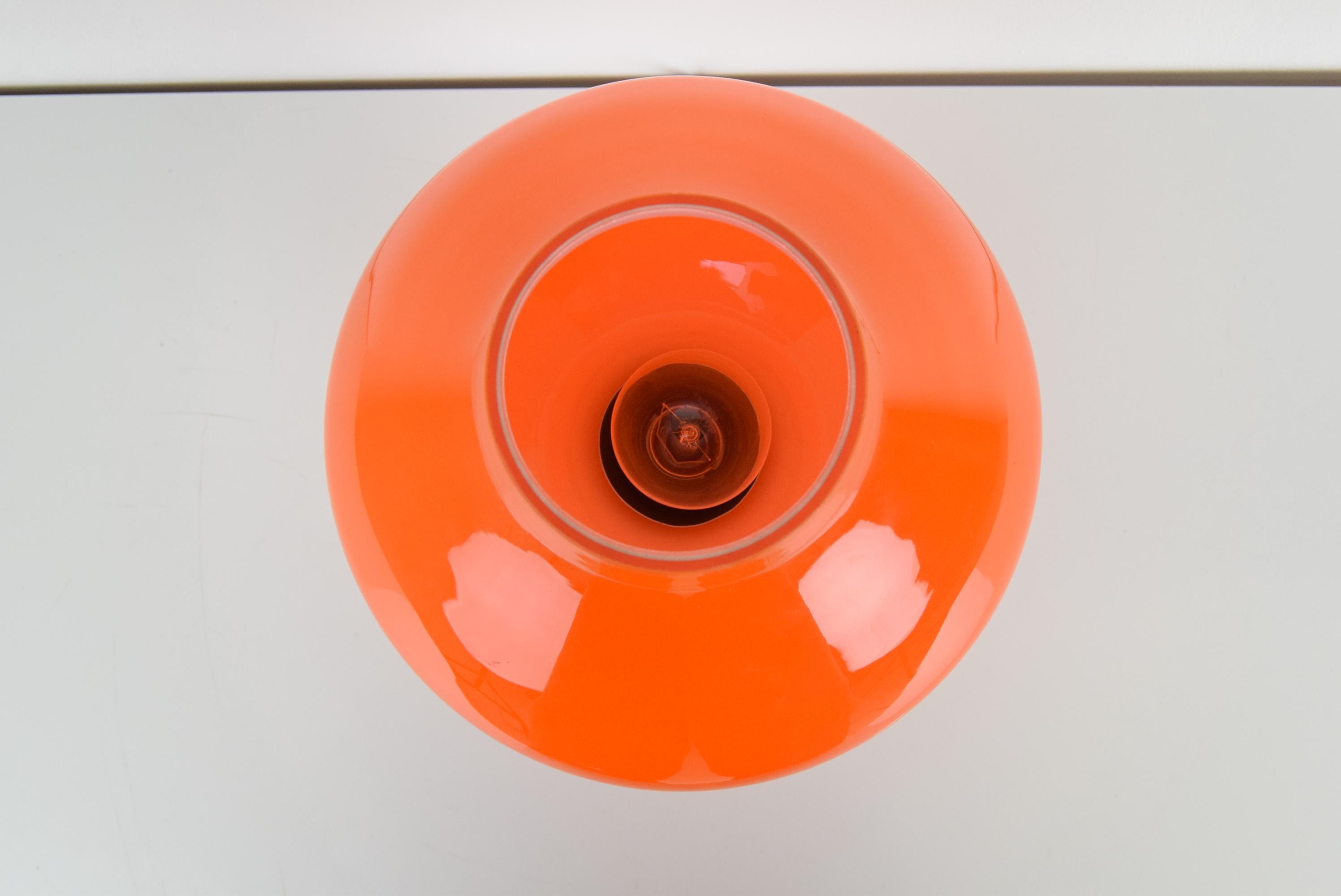 All Glass Orange Table Lamp by Valasske Mezirici, 1970s In Good Condition For Sale In Praha, CZ