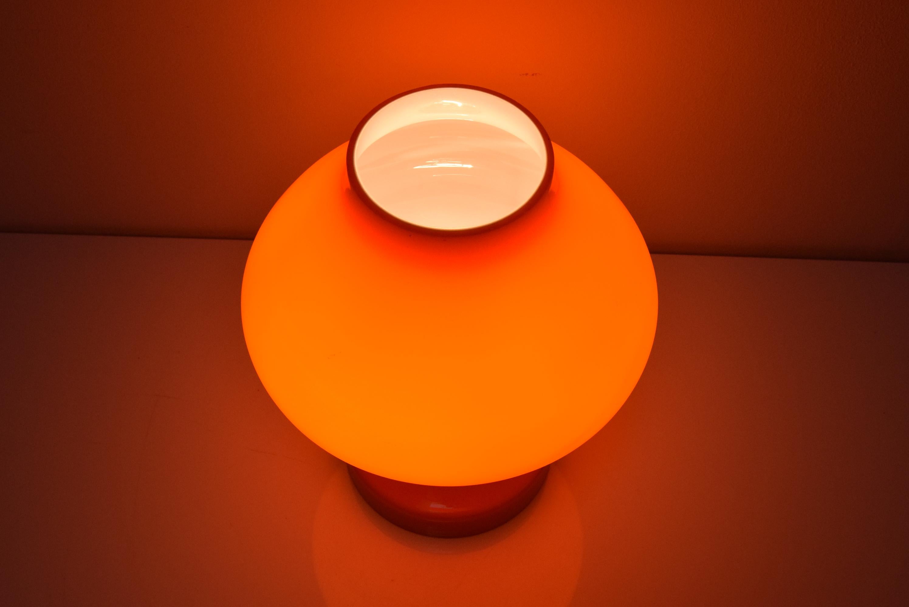 All Glass Orange Table Lamp by Valasske Mezirici, 1970s For Sale 2