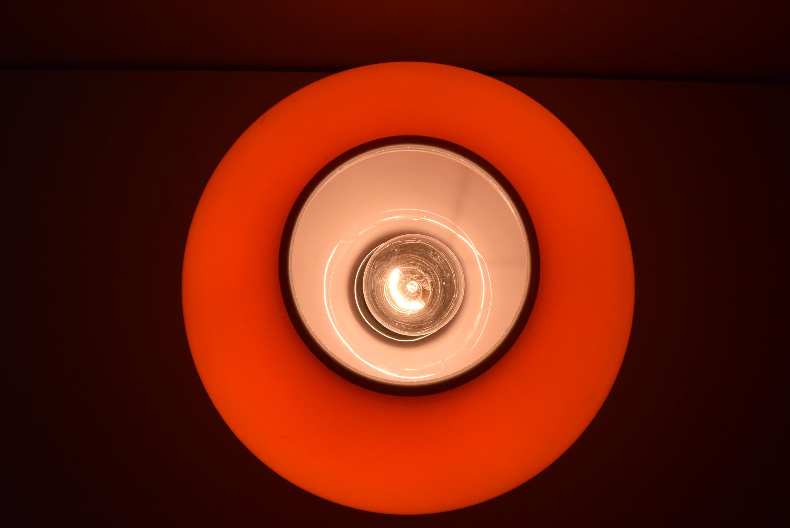 All Glass Orange Table Lamp by Valasske Mezirici, 1970s For Sale 3