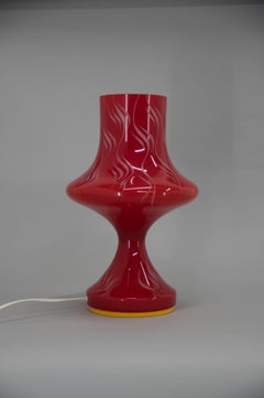 All Glass Red Table Lamp by Valasske Mezirici, 1970s