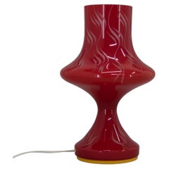 Vintage All Glass Red Table Lamp by Valasske Mezirici, 1970s