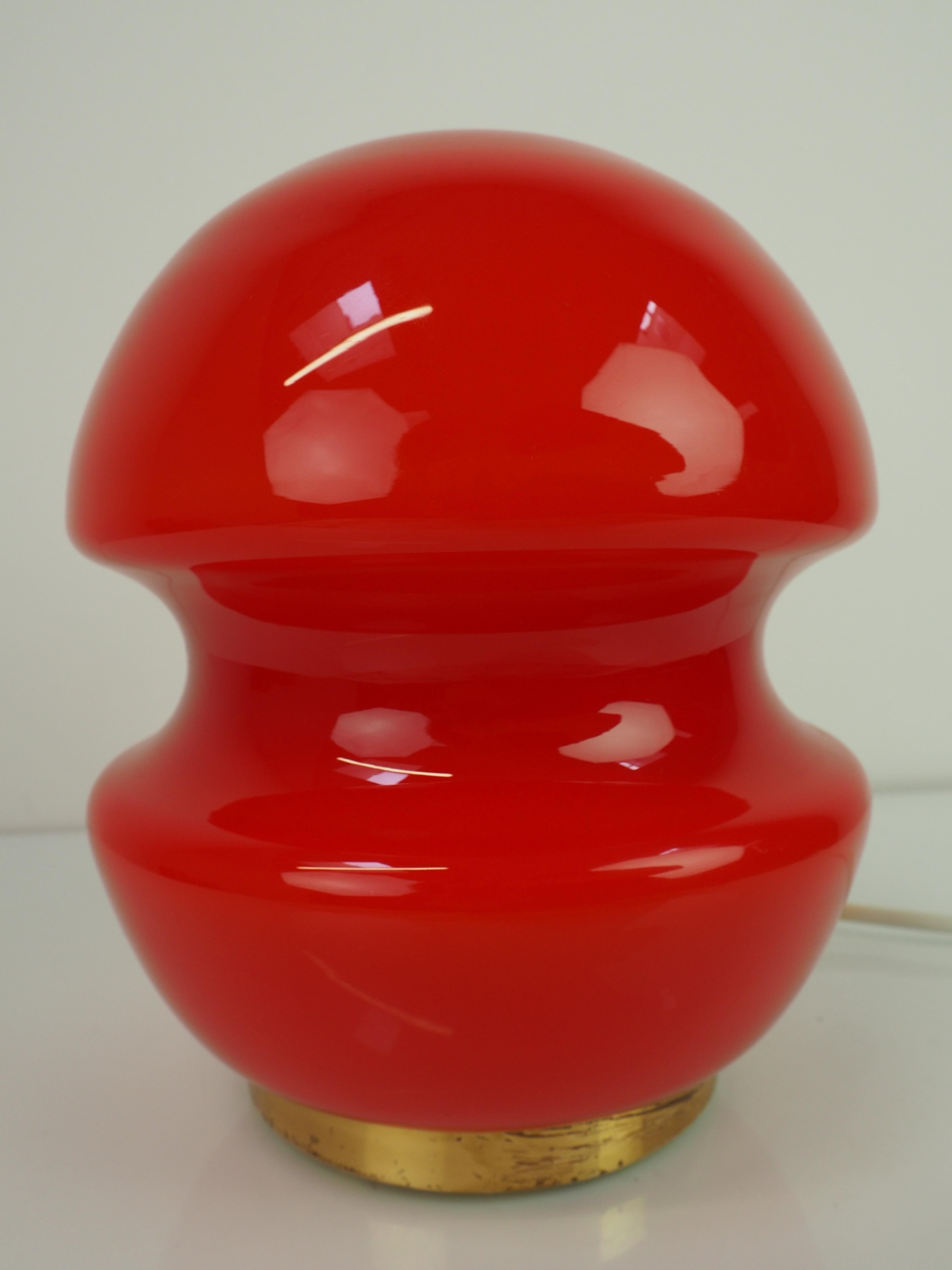 Metal All Glass Table Lamp by Valasske Mezirici, 1960s, Czechoslovakia For Sale