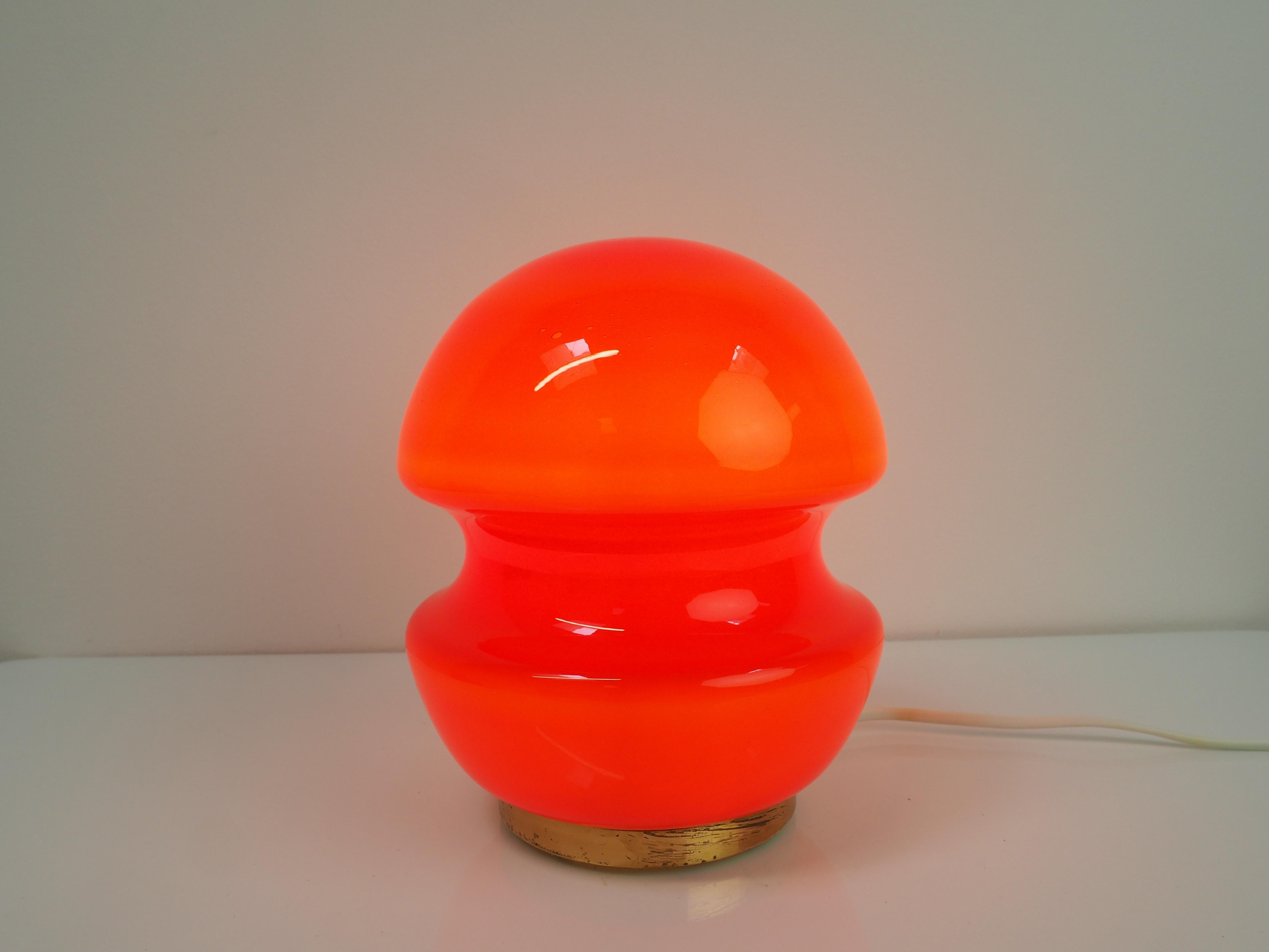 All Glass Table Lamp by Valasske Mezirici, 1960s, Czechoslovakia For Sale 1