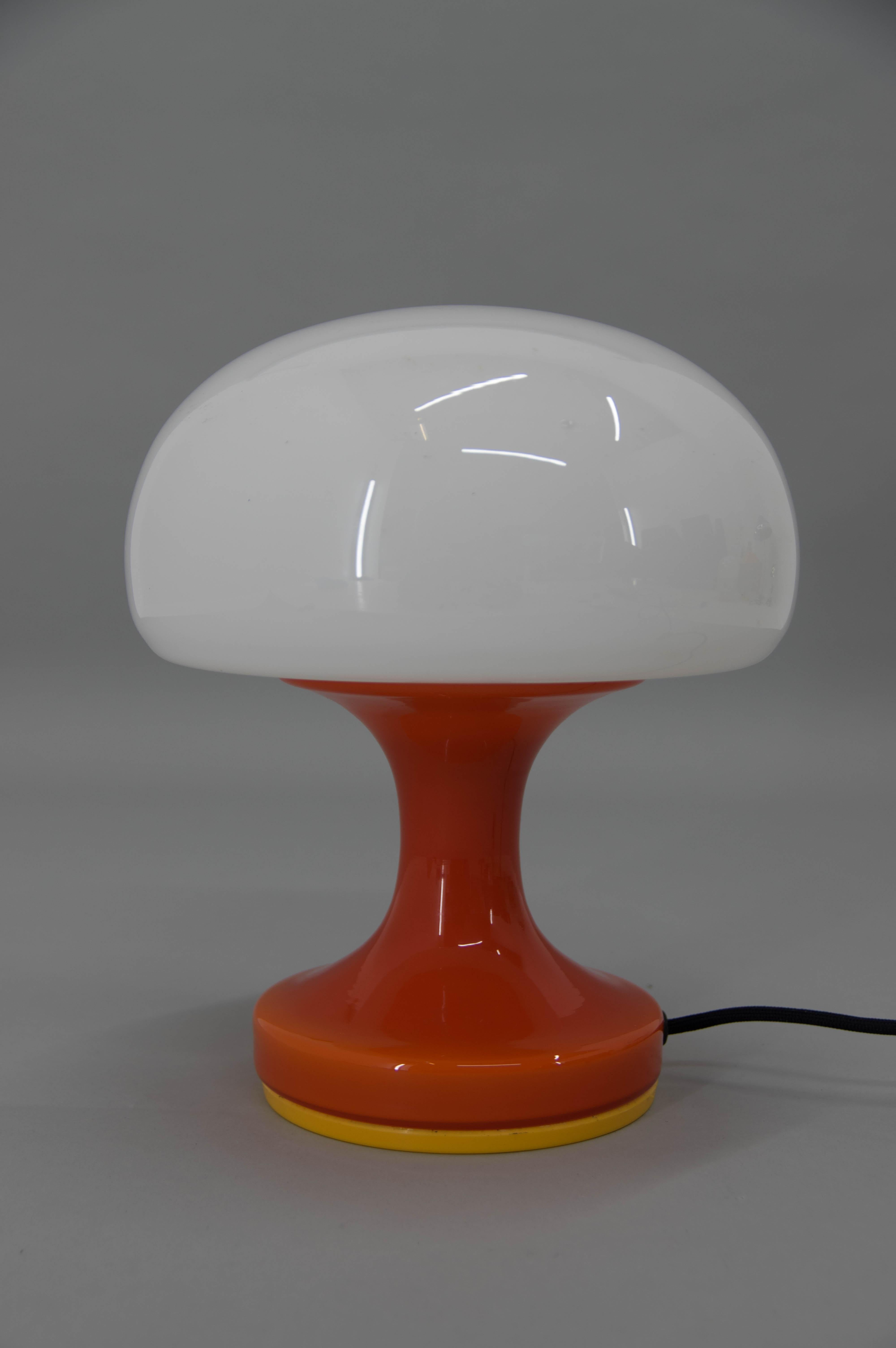 Opaline Glass All Glass Table Lamp by Valasske Mezirici, 1970s For Sale