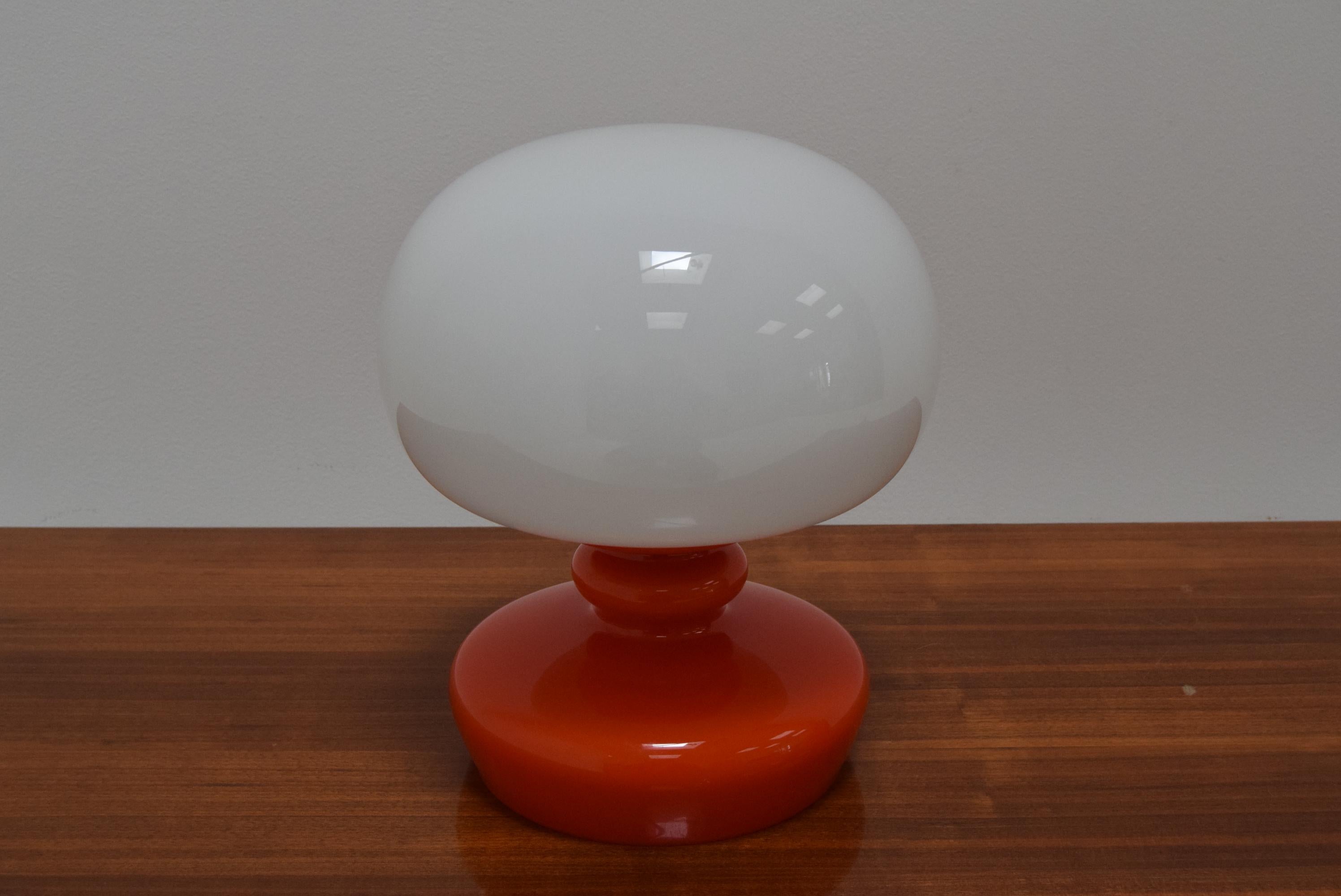 Mid-Century Modern All Glass Table Lamp by Valasske Mezirici, 1970’s For Sale