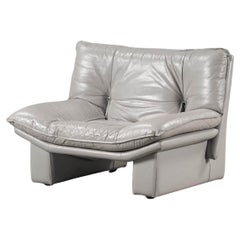All Gray Nicoletti Salotti Post Modern Italian Leather Low lounge chair