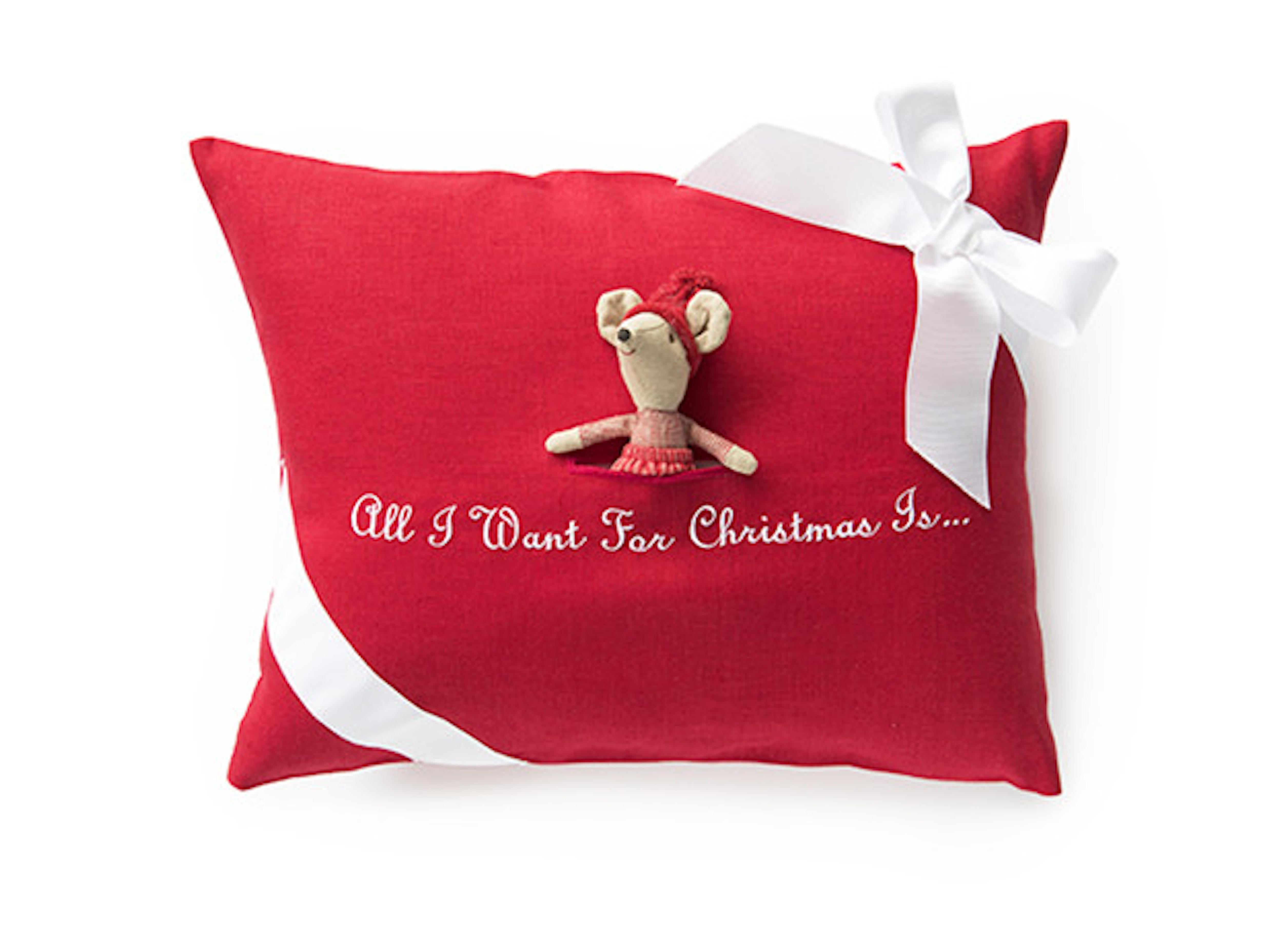 Embroidered All i Want for Christmas Pillow by Julia B.  For Sale