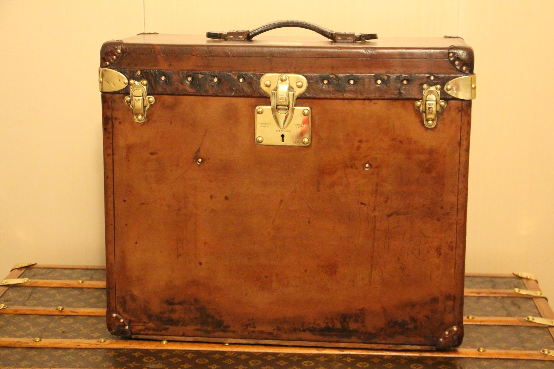 French All Leather Louis Vuitton Hat Trunk, Louis Vuitton Steamer Trunk, Vuitton Trunk