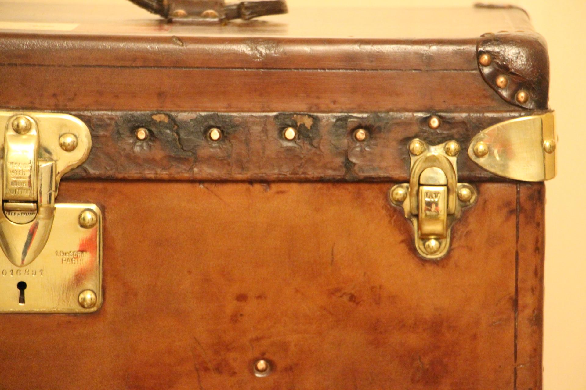 Brass All Leather Louis Vuitton Hat Trunk, Louis Vuitton Steamer Trunk, Vuitton Trunk