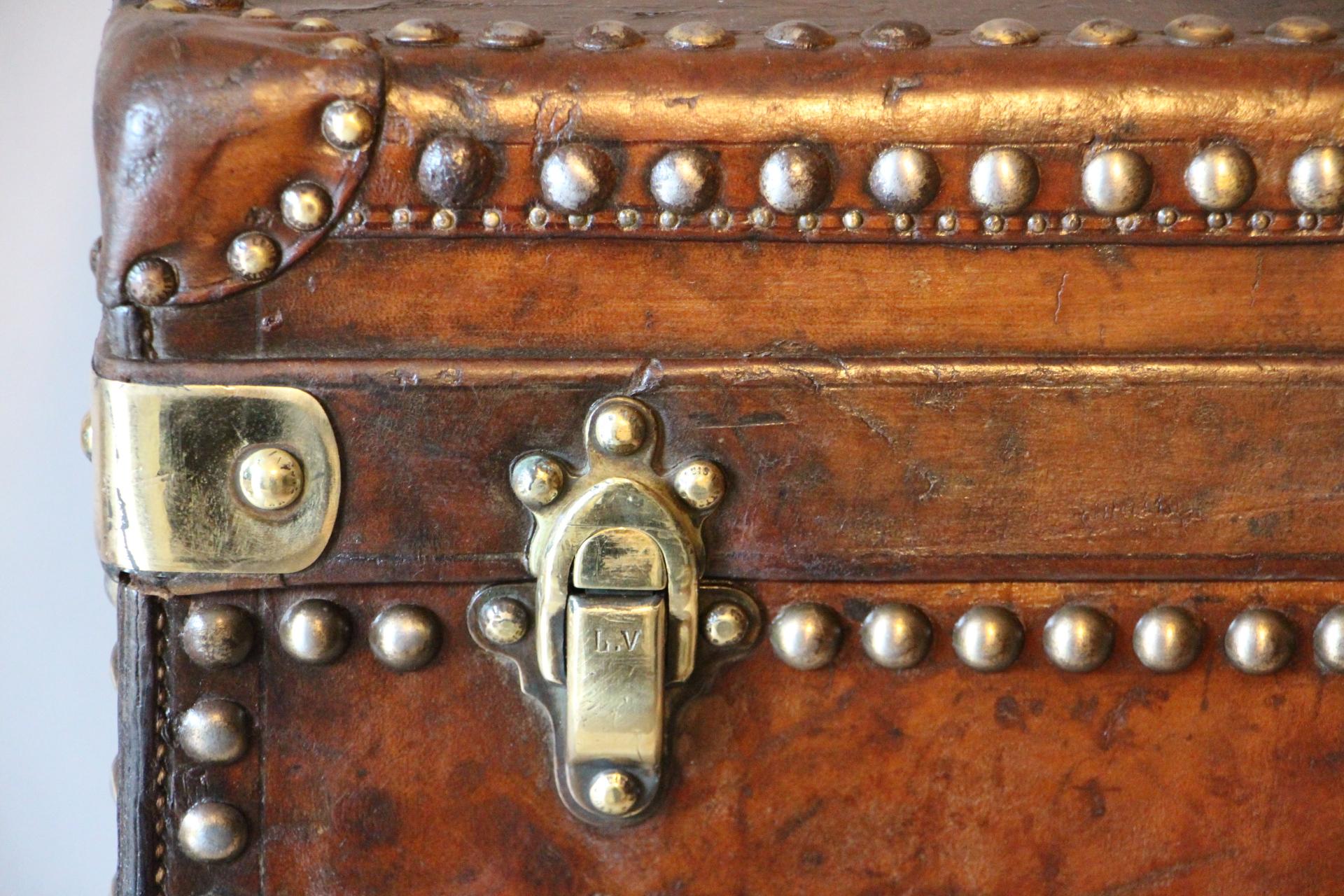 French All Leather Louis Vuitton Hat Trunk, circa 1890-1900s, Louis Vuitton Trunk