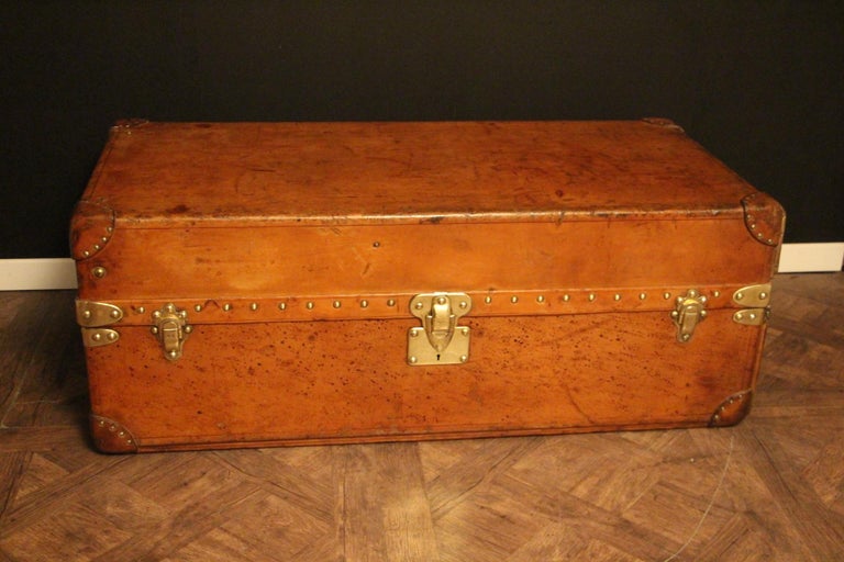 French All Leather Louis Vuitton Steamer Trunk, Louis Vuitton Wardrobe Trunk For Sale