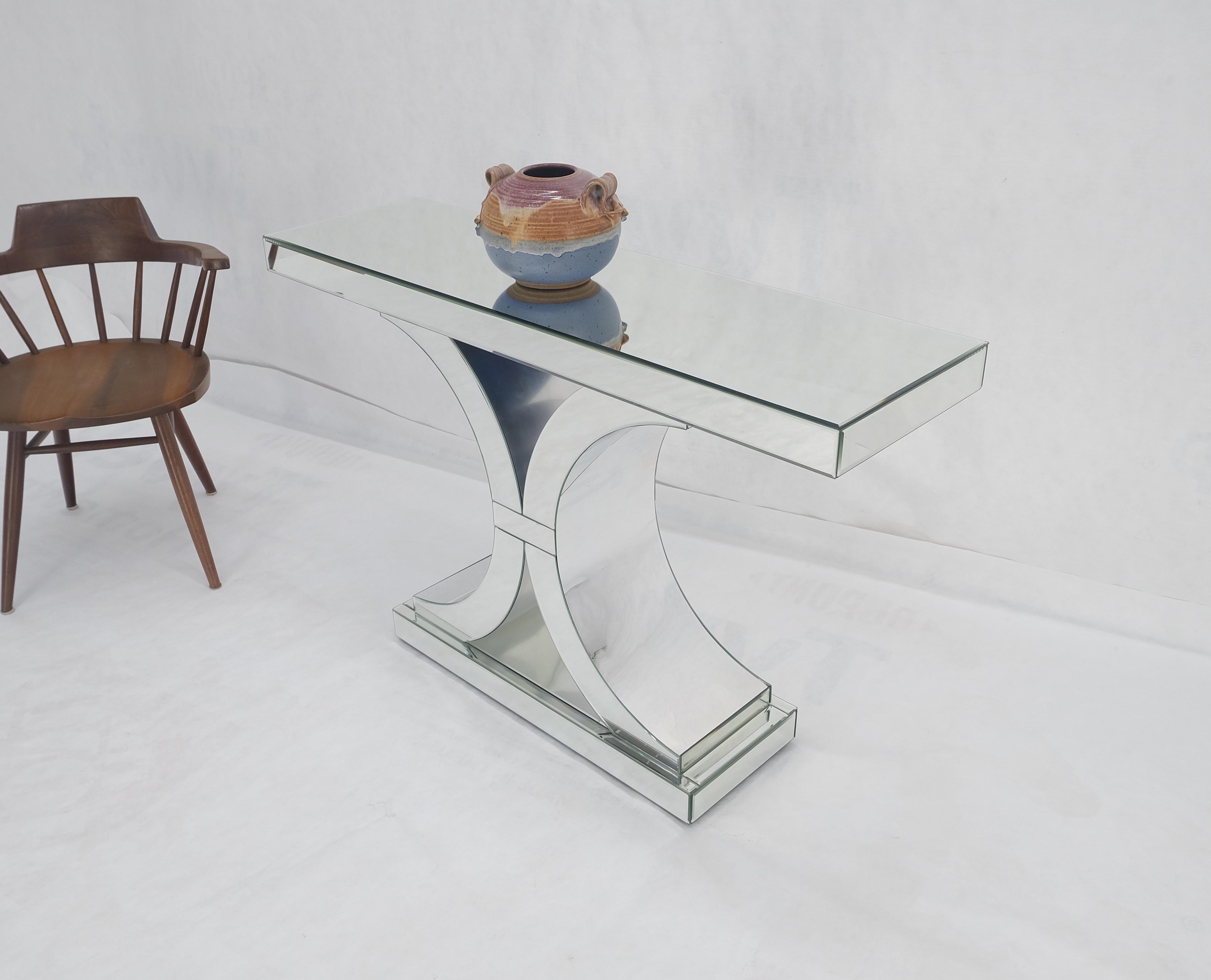 Todo Espejado Espejo Biselado y Curvado 360 Grados Consola de 4' de Largo Mesa de Sofá MINT Italiano en venta