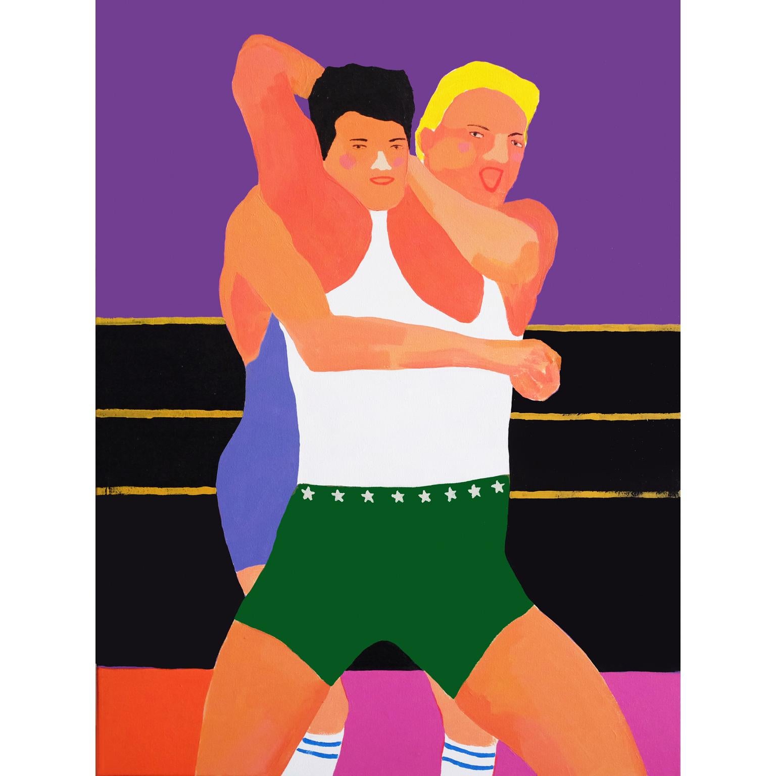 Modern 'All Mouth and No Trousers' Portrait Painting by Alan Fears Pop Art Wrestling For Sale