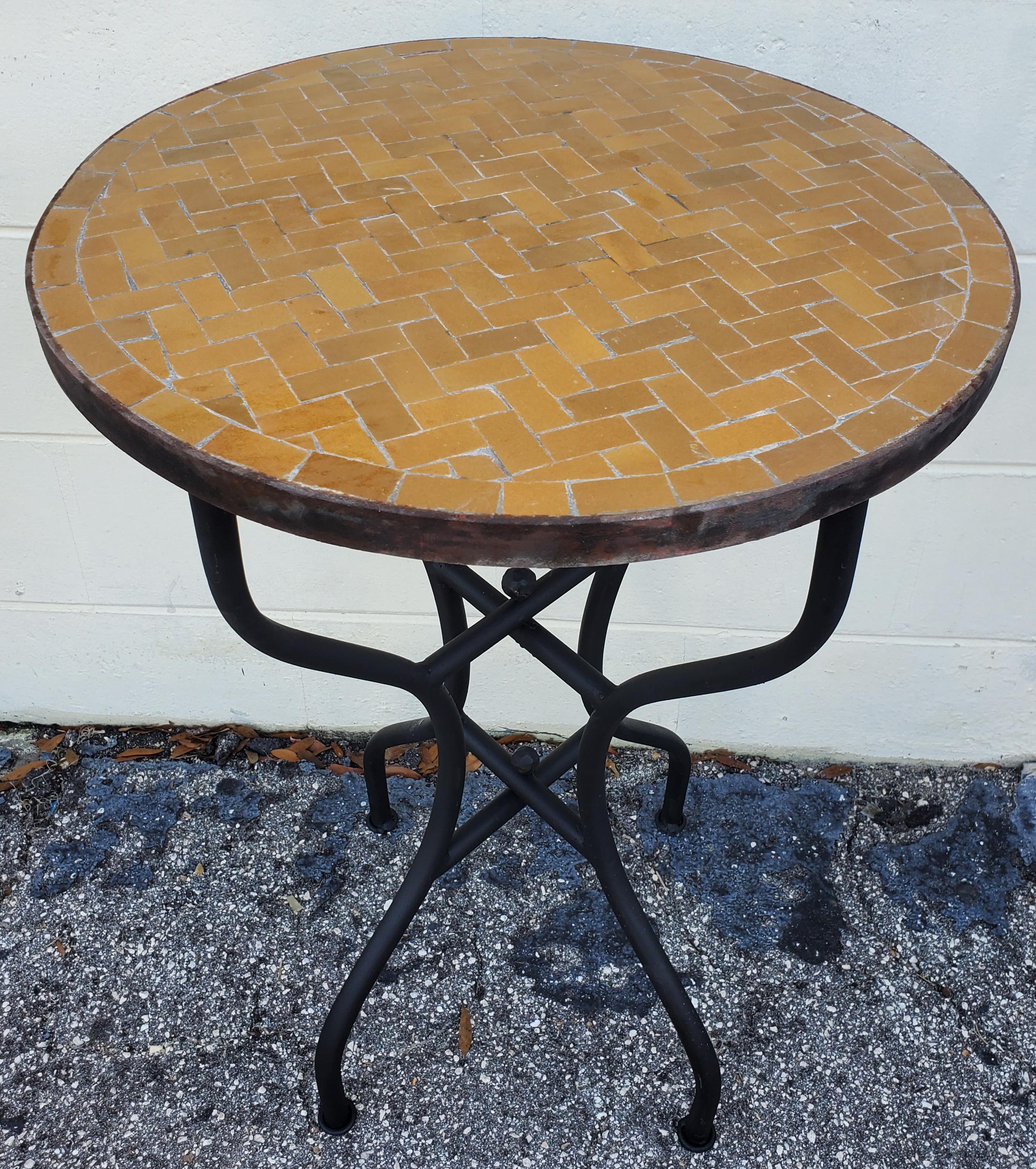 All Mustard Moroccan Mosaic Side Table, Choice Of Table Height In New Condition For Sale In Orlando, FL