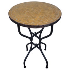 All Mustard Moroccan Mosaic Side Table, Choice Of Table Height