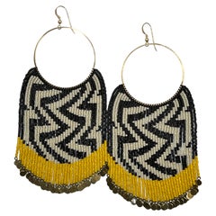 Boucles d'oreilles à franges jaune « All My Ancestors » en perles