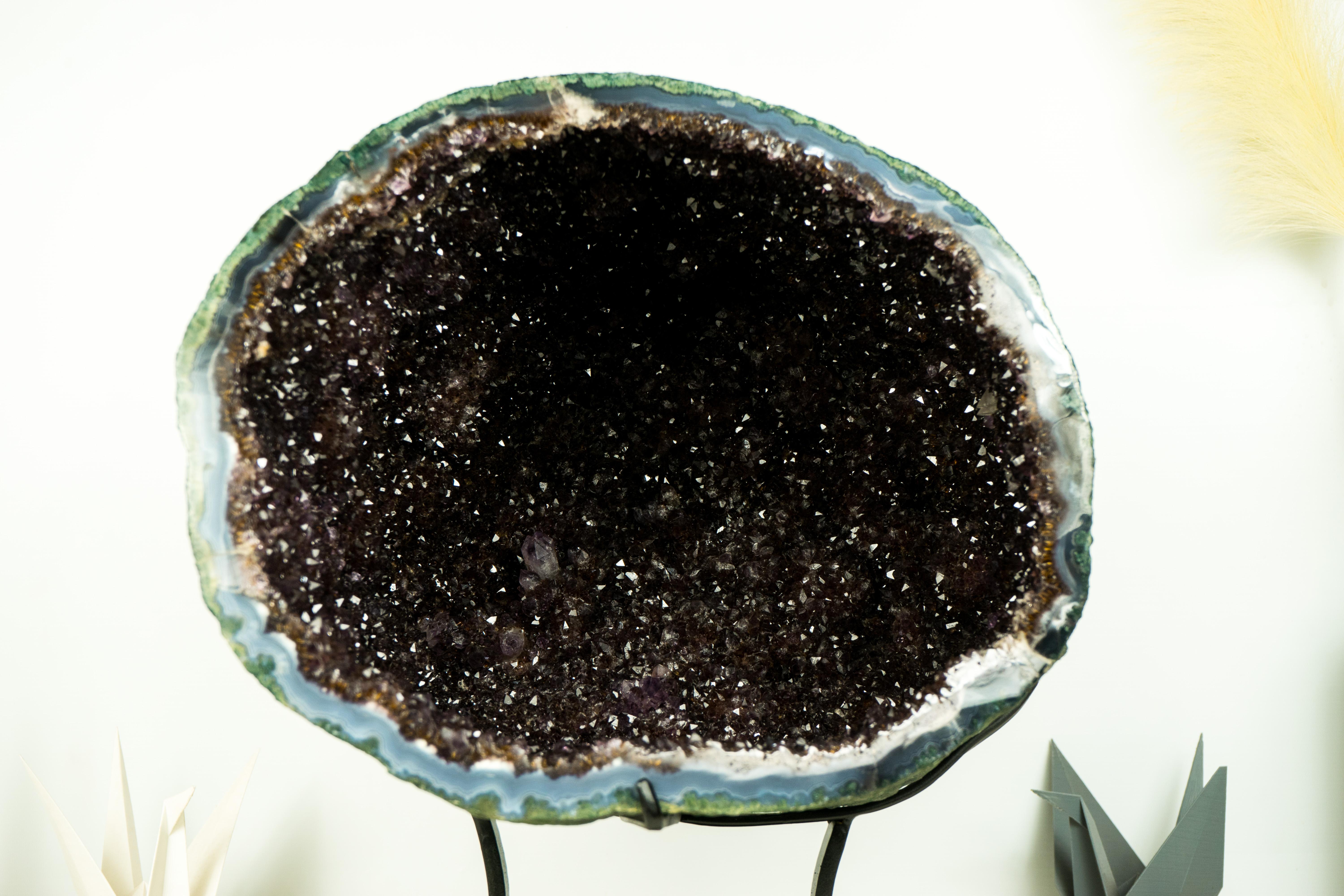 All-Natural Amethyst Geode Cave with Sparkling Points on Stand, High-End Crystal For Sale 7