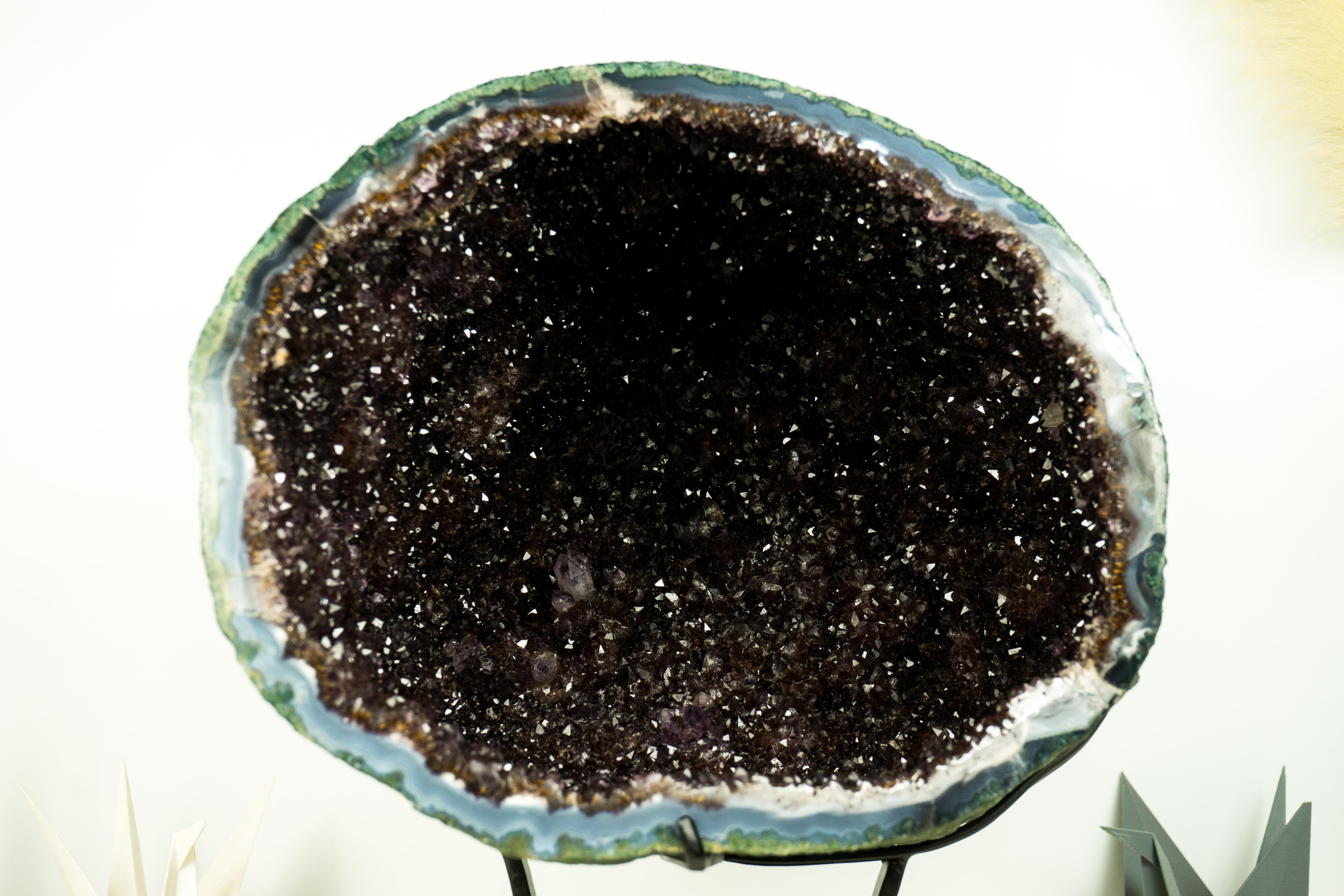 All-Natural Amethyst Geode Cave with Sparkling Points on Stand, High-End Crystal For Sale 8