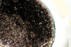 All-Natural Amethyst Geode Cave with Sparkling Points on Stand, High-End Crystal