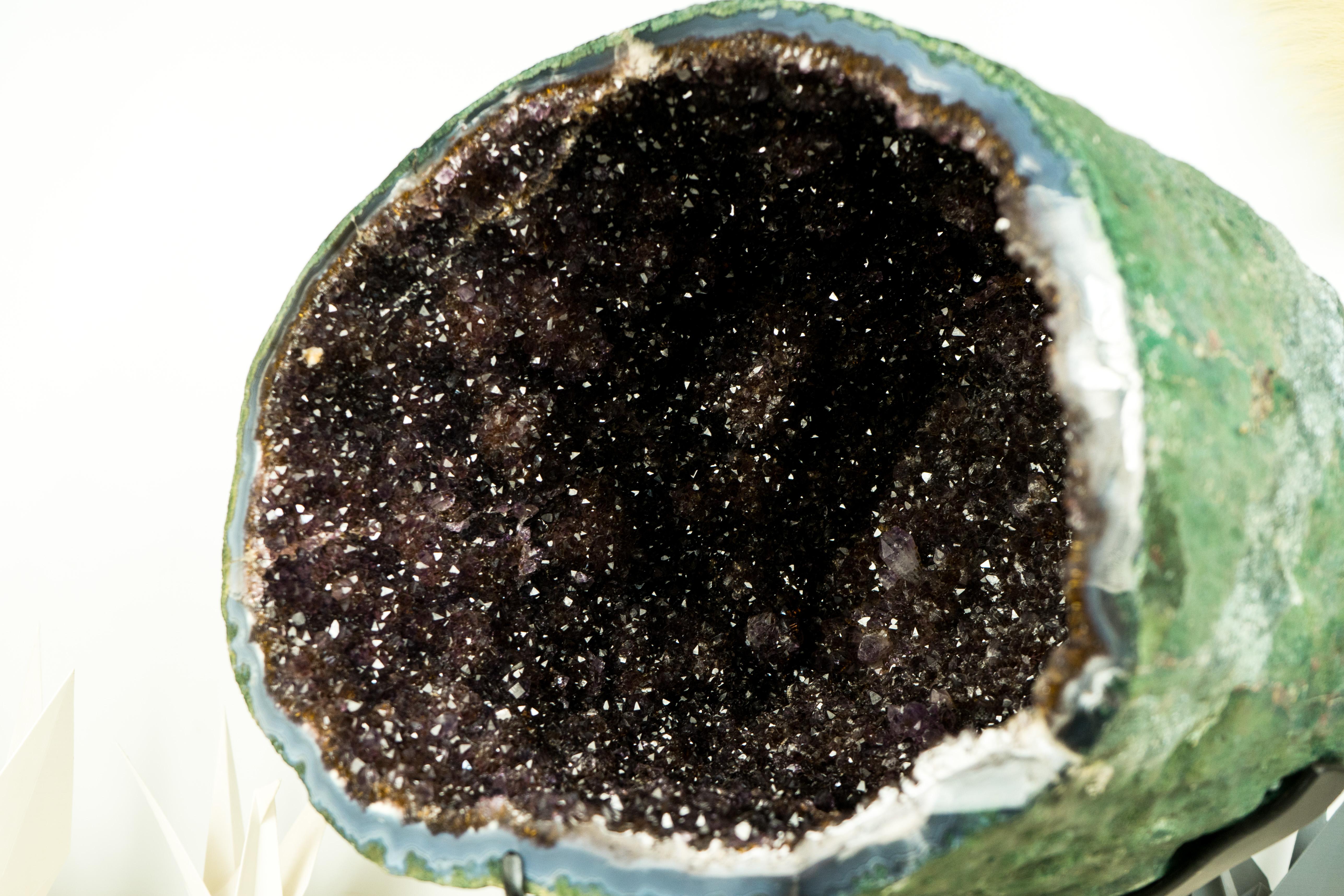 All-Natural Amethyst Geode Cave with Sparkling Points on Stand, High-End Crystal For Sale 2